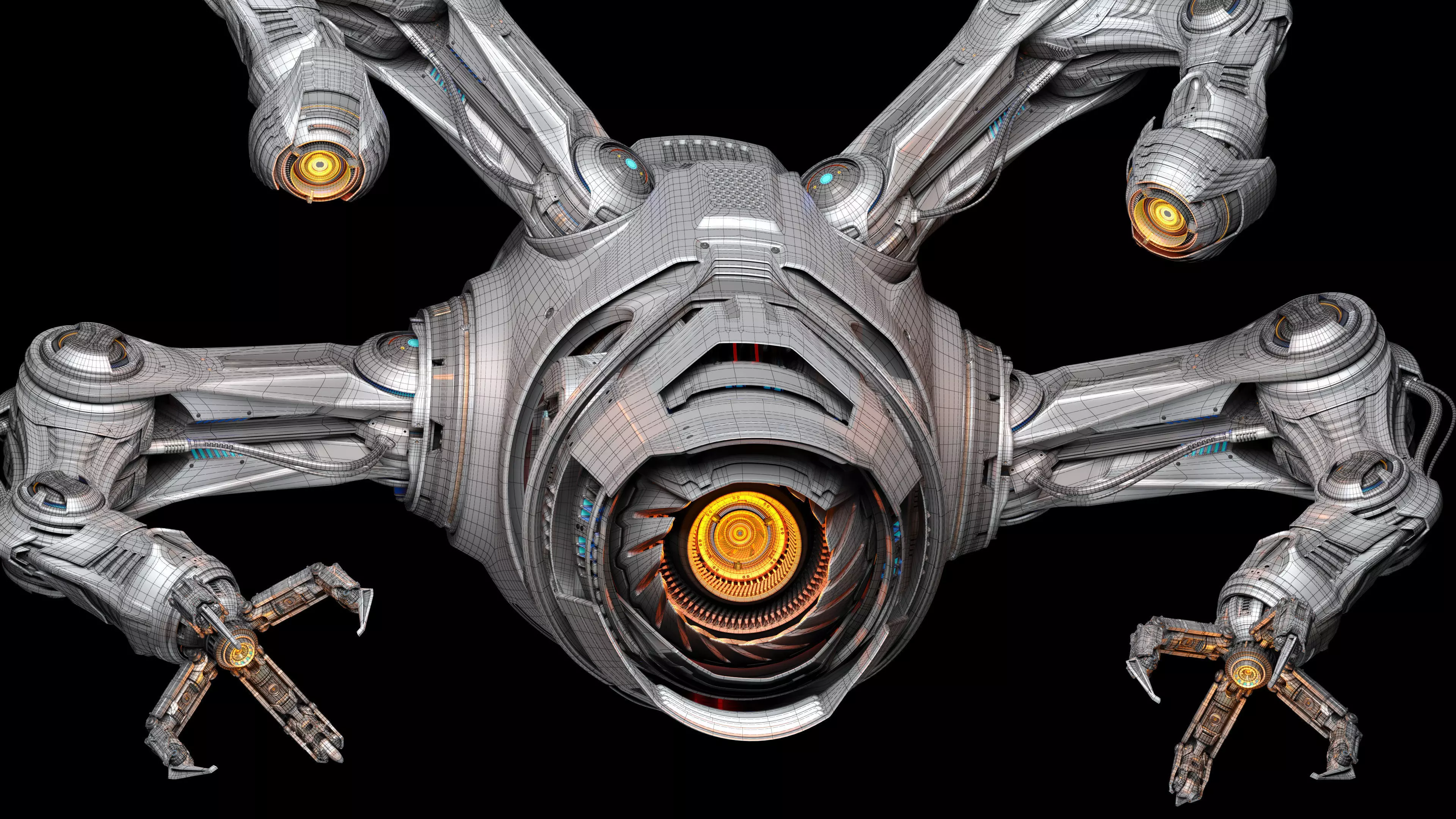 Sci - Fi Drone Advanced 2 - Rigged and Animated 3D model_4