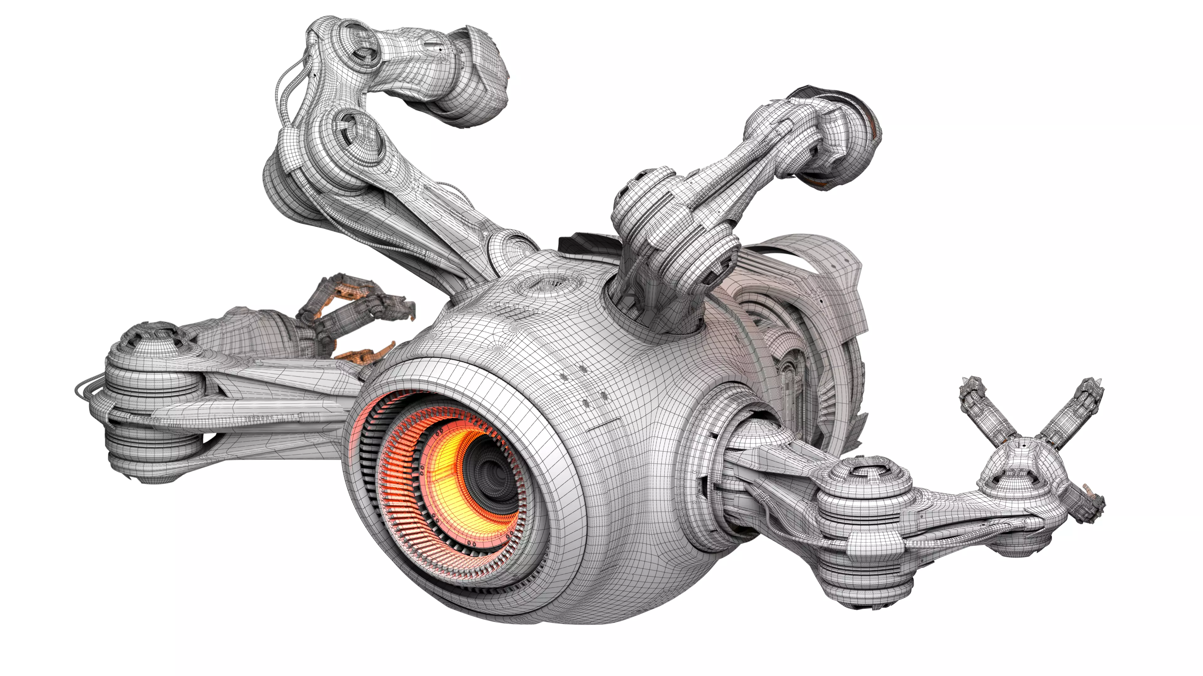 Sci - Fi Drone Advanced 2 - Rigged and Animated 3D model_23