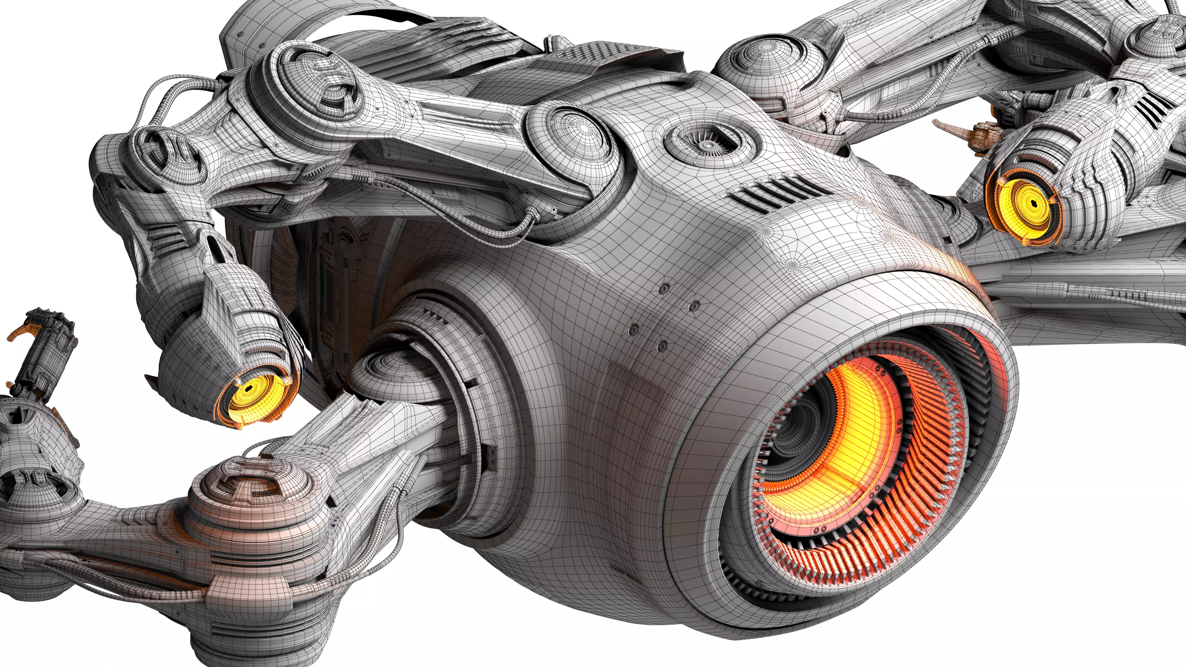 Sci - Fi Drone Advanced 2 - Rigged and Animated 3D model_24