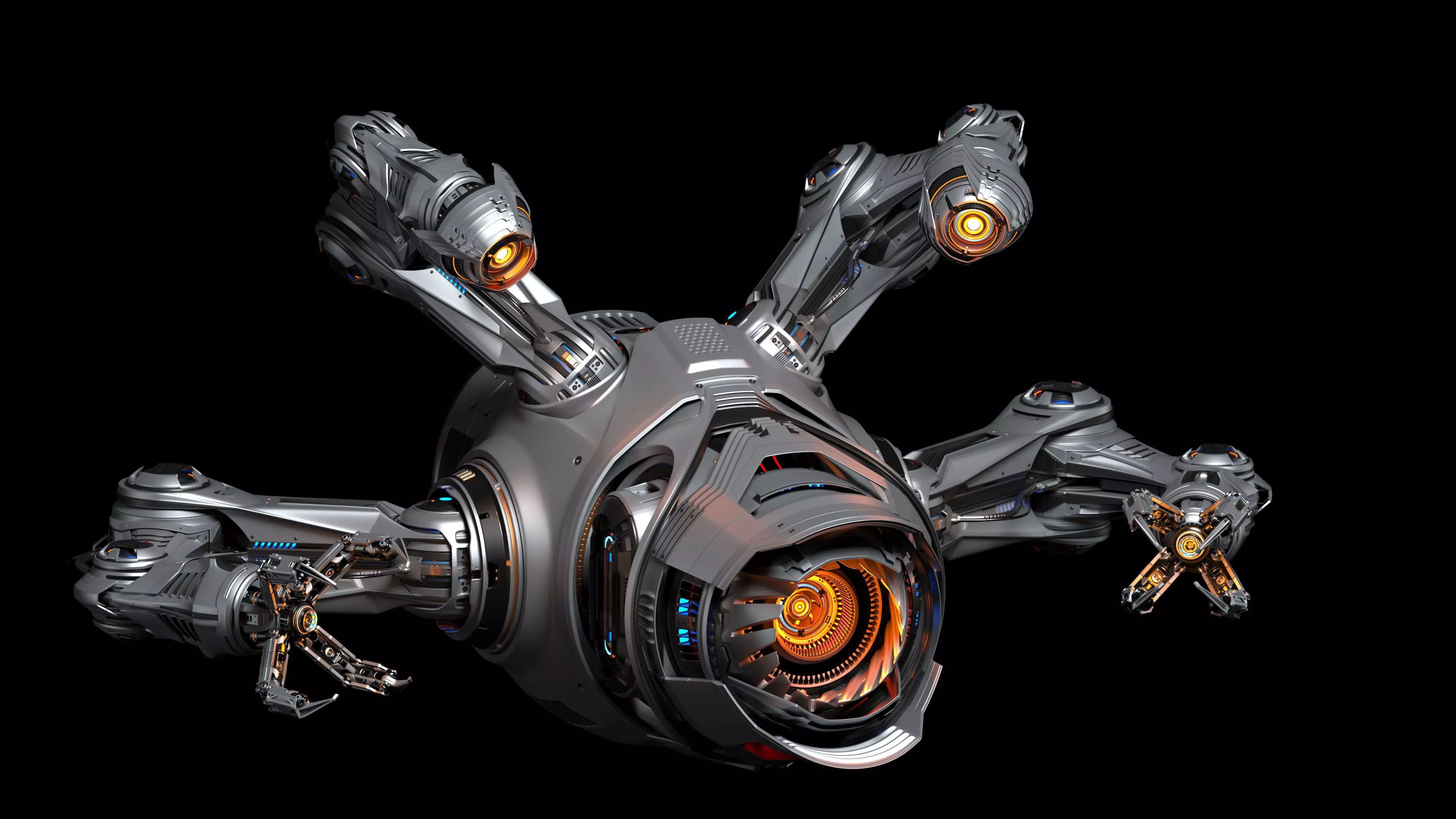 Sci - Fi Drone Advanced 2 - Rigged and Animated 3D model_2