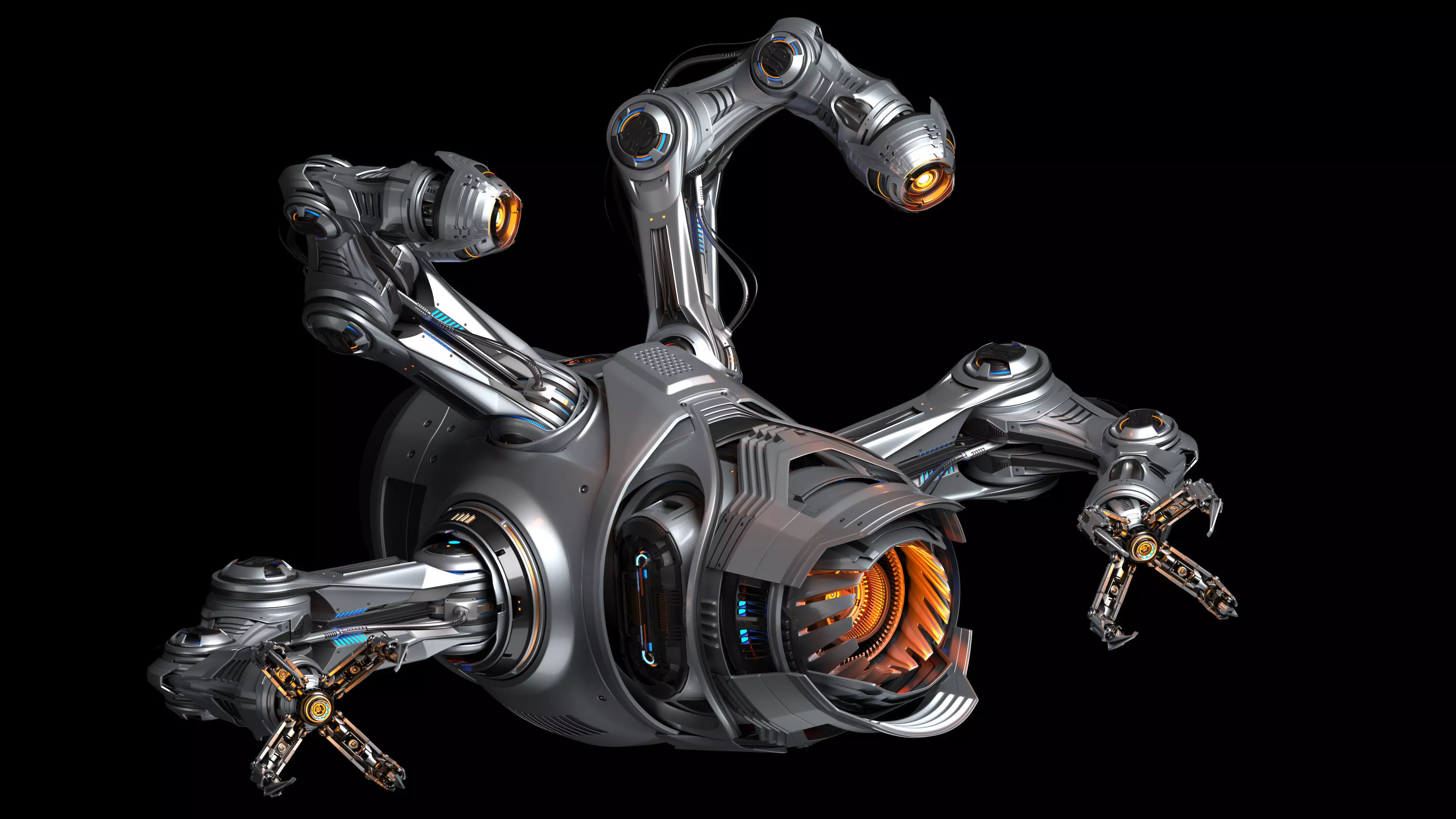 Sci - Fi Drone Advanced 2 - Rigged and Animated 3D model_12