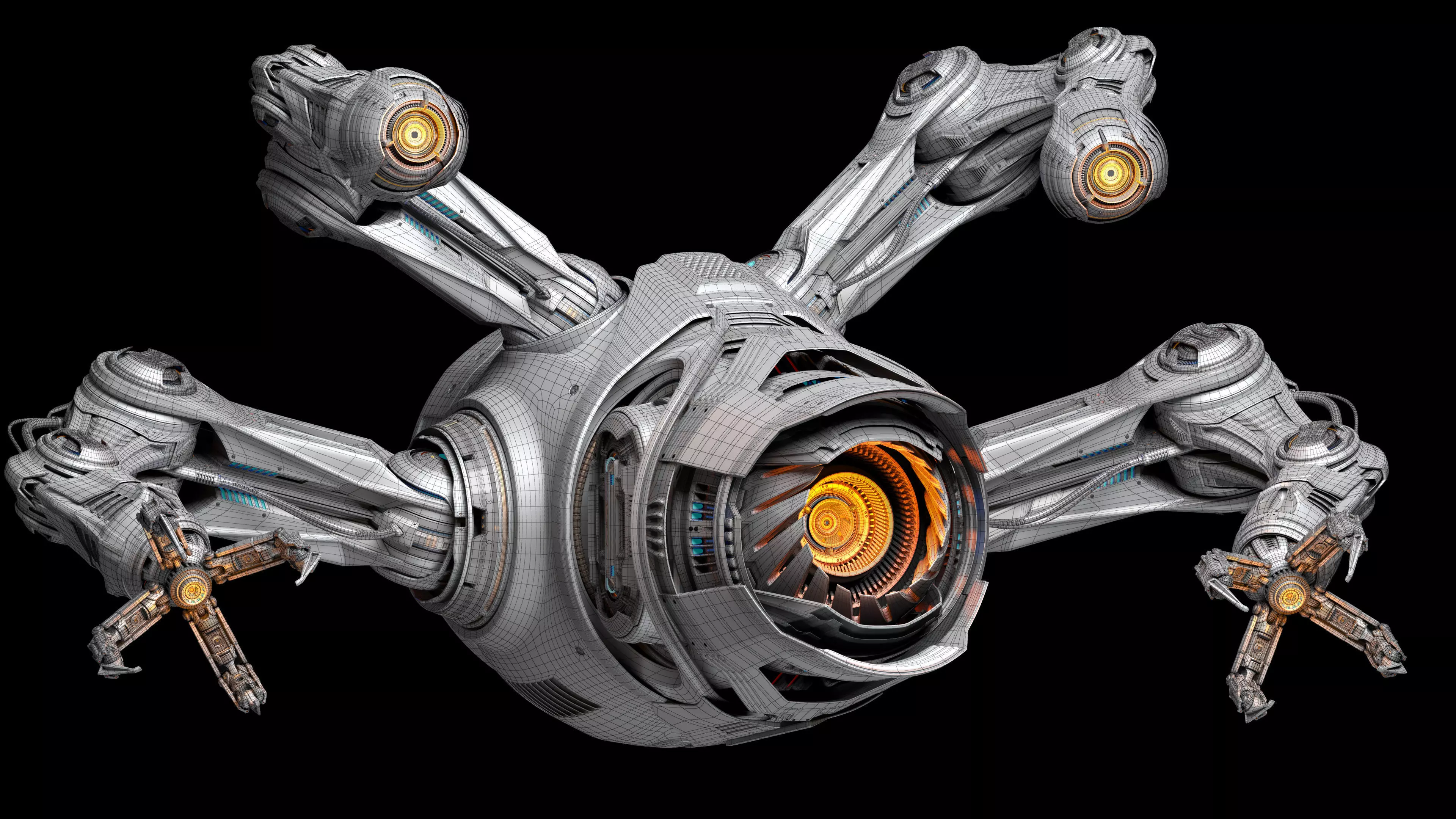 Sci - Fi Drone Advanced 2 - Rigged and Animated 3D model_8