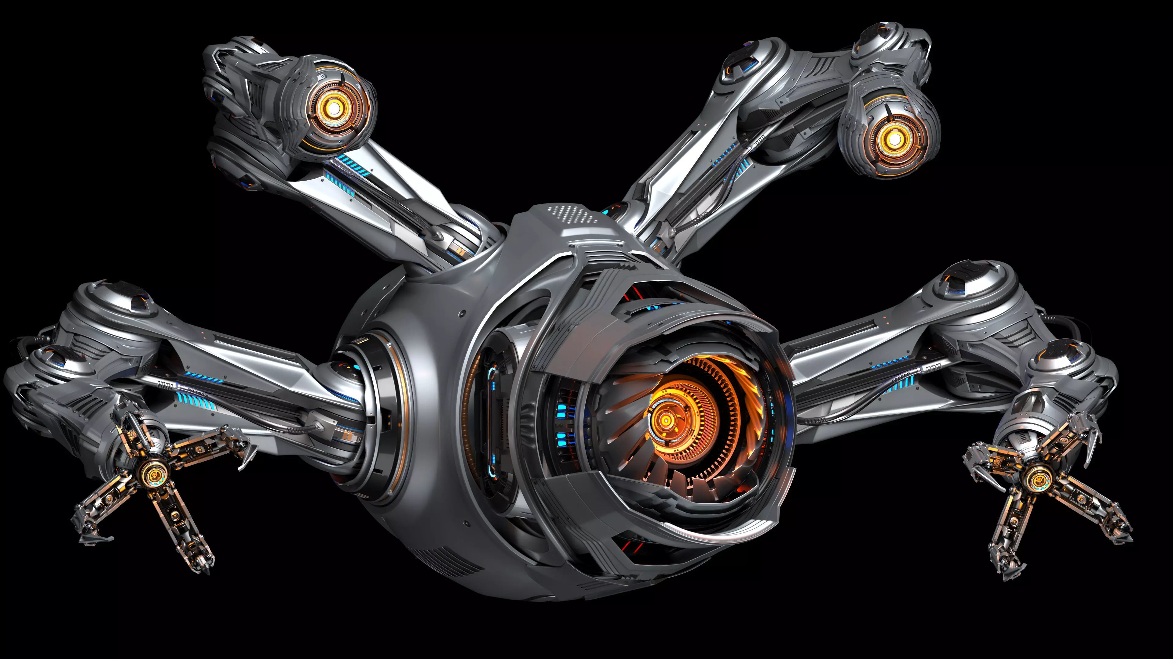 Sci - Fi Drone Advanced 2 - Rigged and Animated 3D model_6