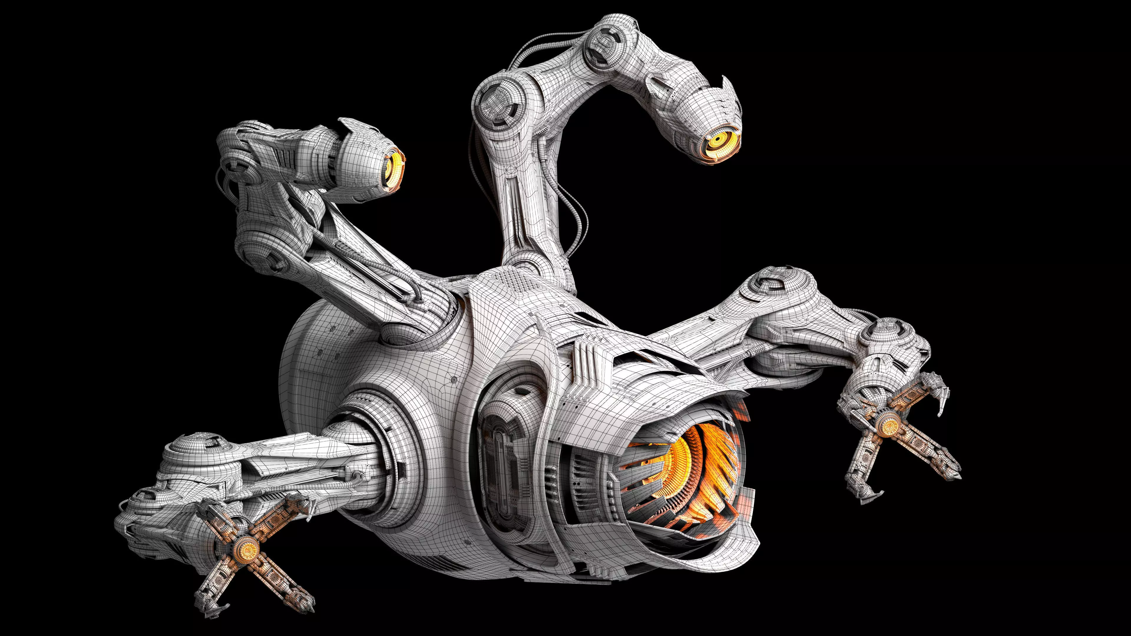 Sci - Fi Drone Advanced 2 - Rigged and Animated 3D model_5