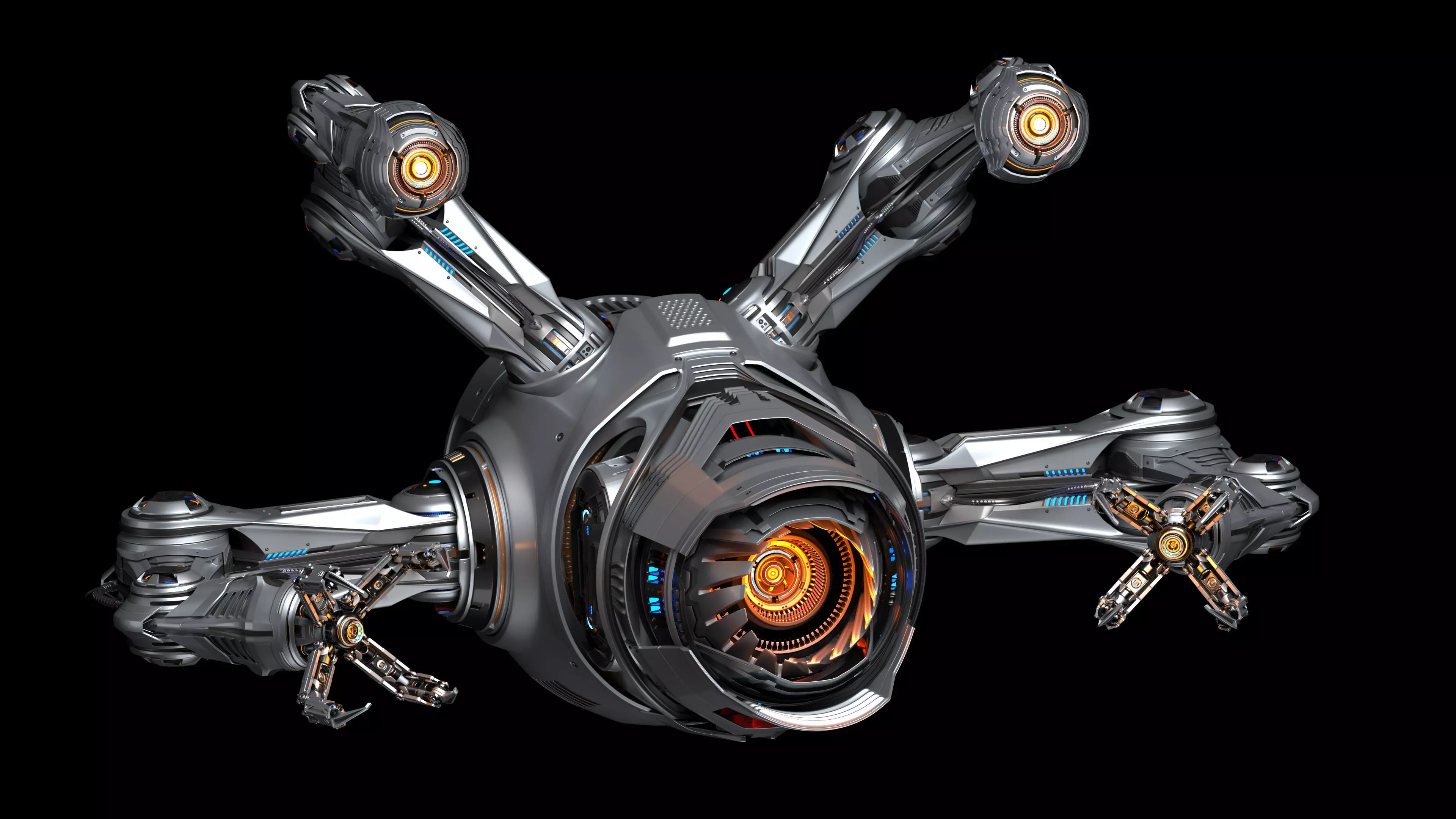 Sci - Fi Drone Advanced 2 - Rigged and Animated 3D model_11