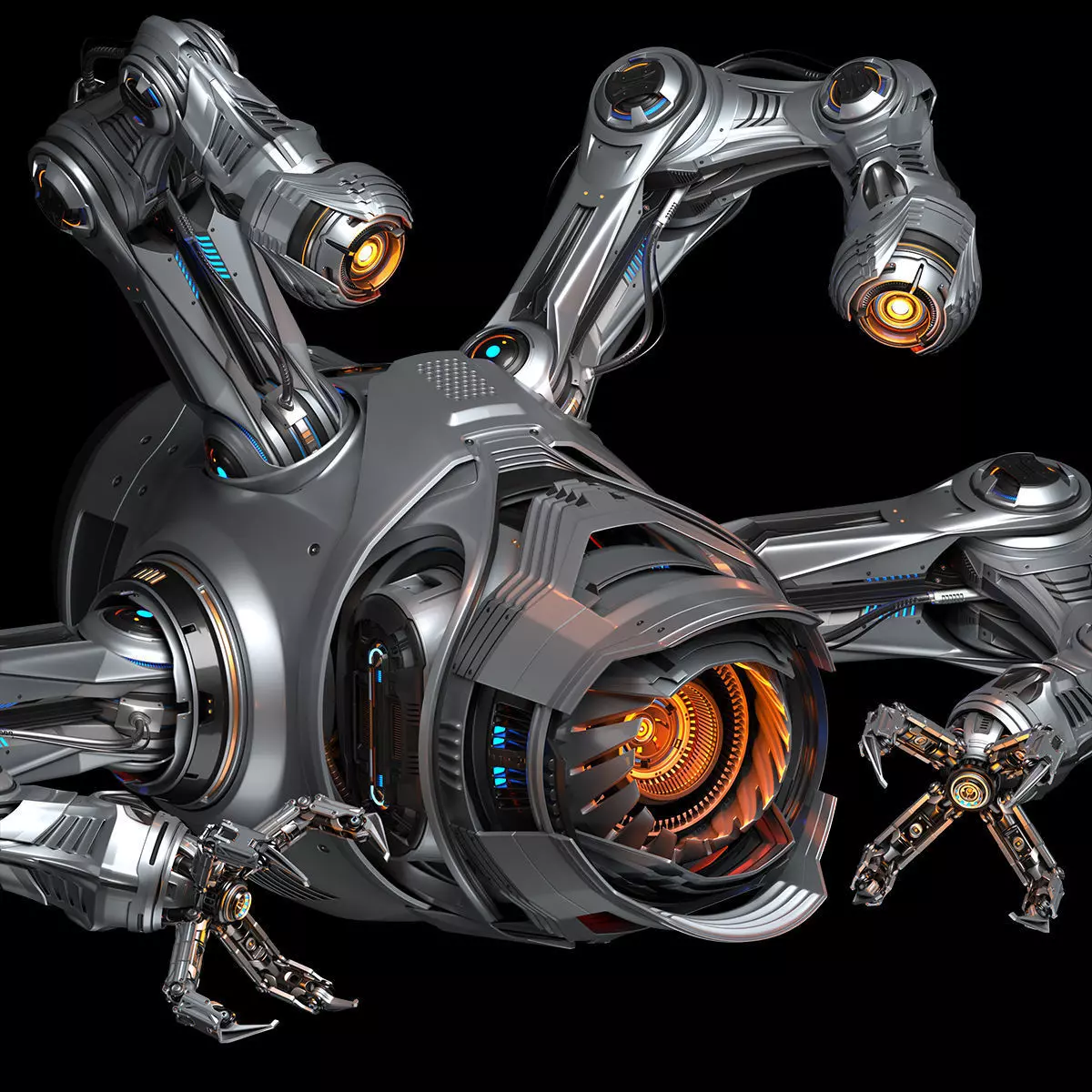 Sci - Fi Drone Advanced 2 - Rigged and Animated 3D model_17