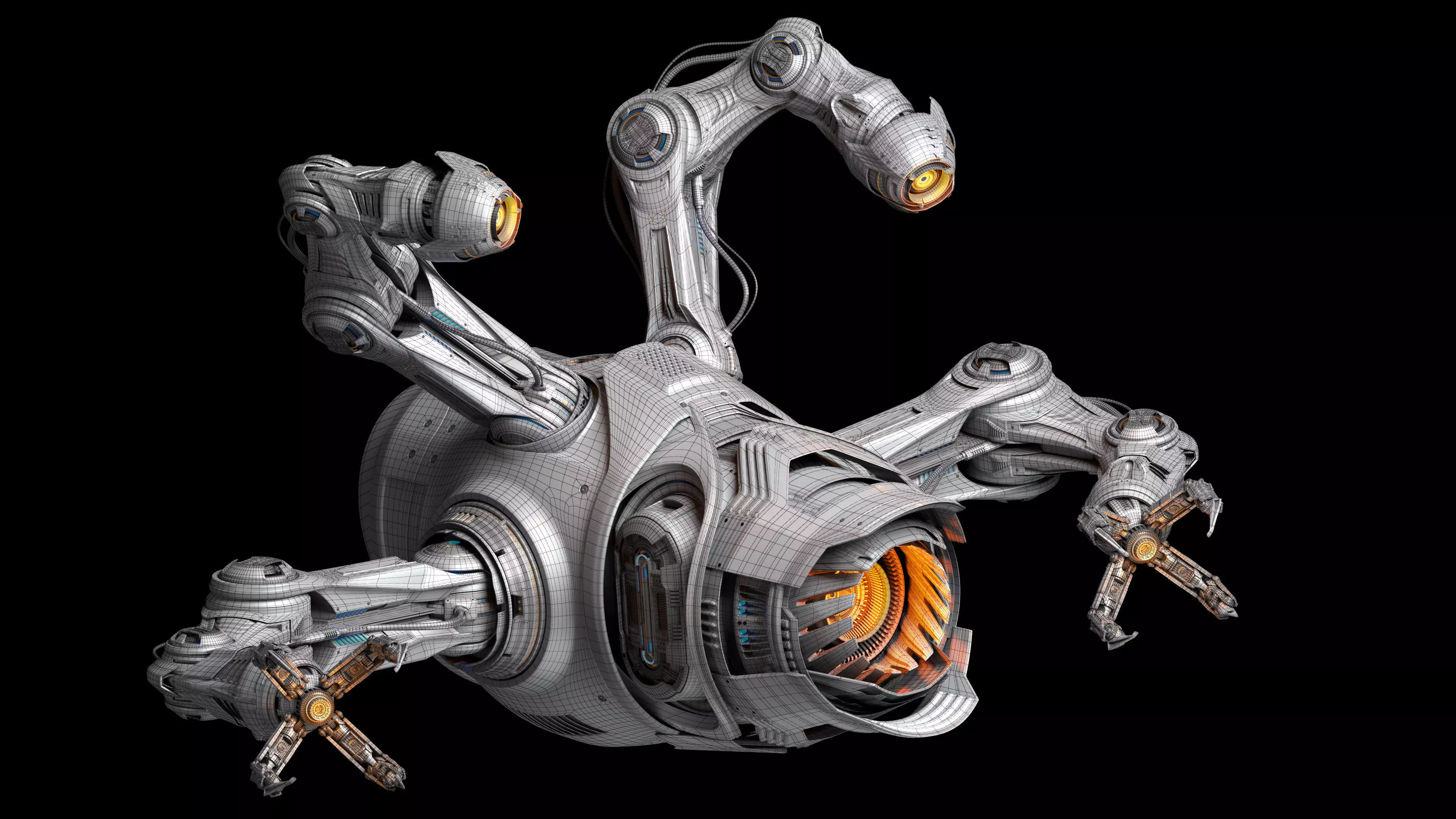 Sci - Fi Drone Advanced 2 - Rigged and Animated 3D model_21