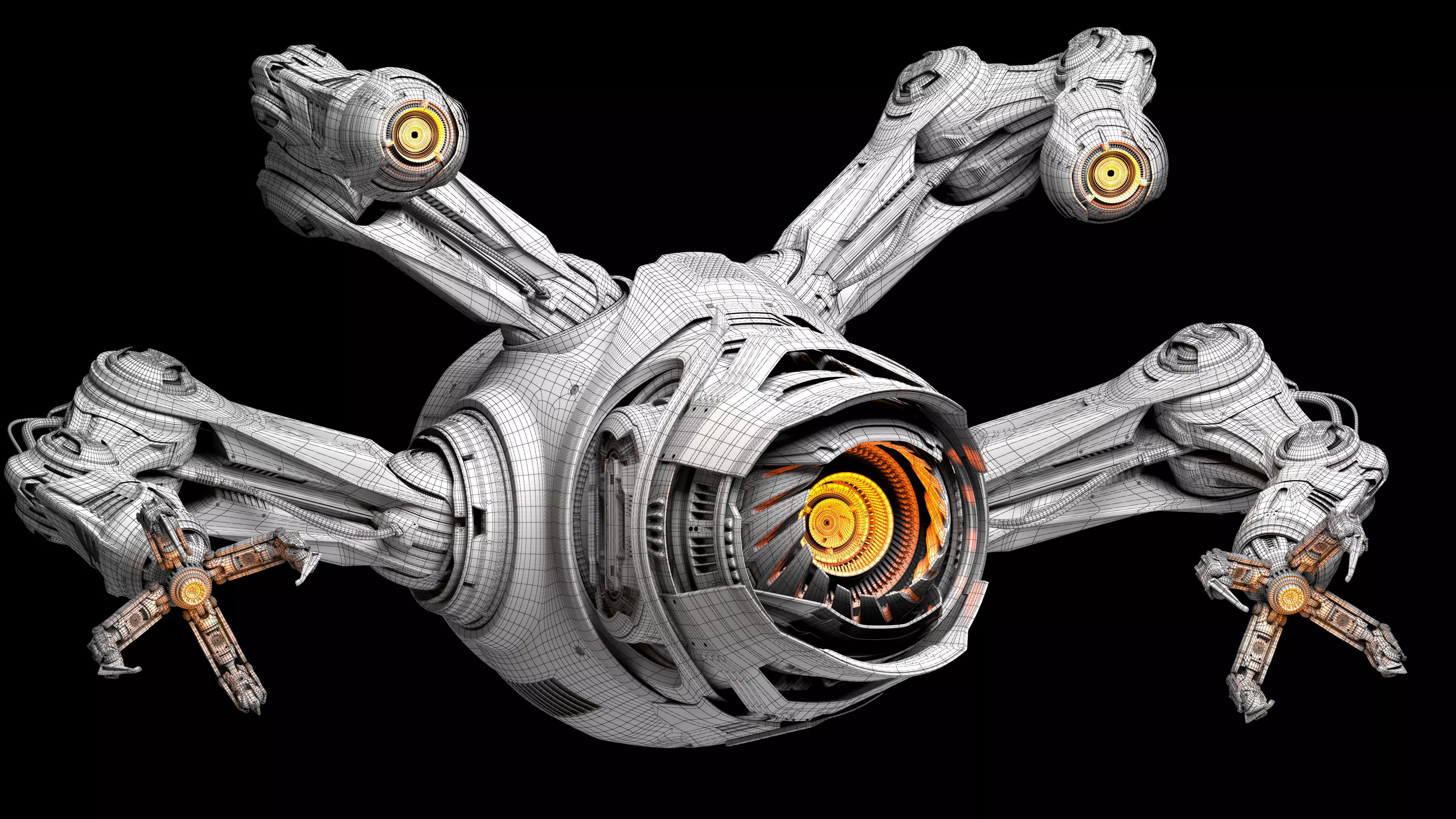 Sci - Fi Drone Advanced 2 - Rigged and Animated 3D model_19