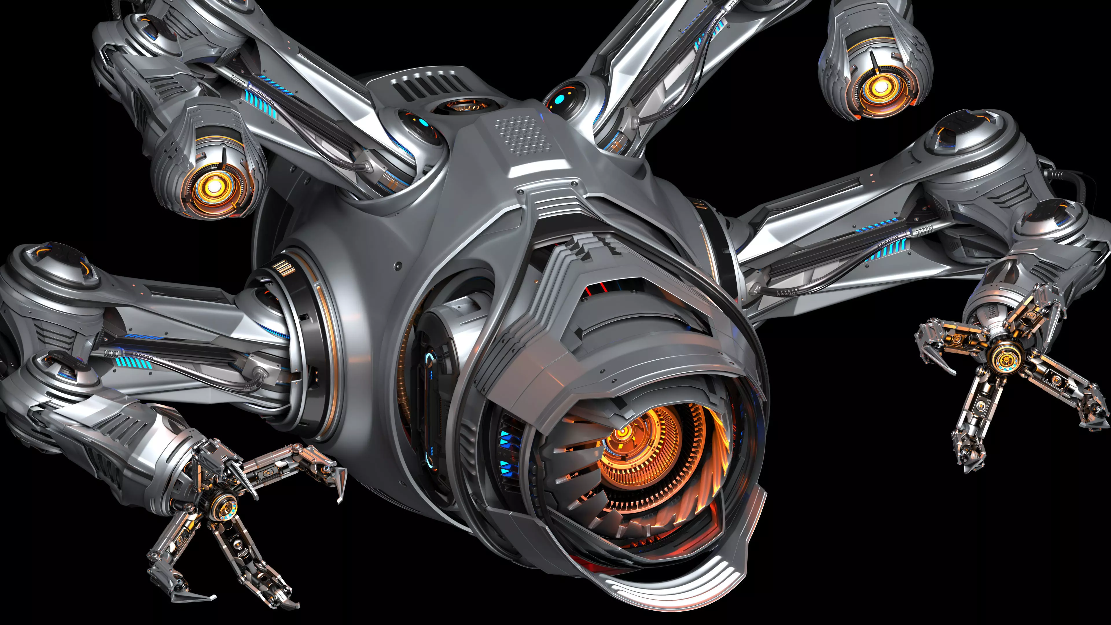 Sci - Fi Drone Advanced 2 - Rigged and Animated 3D model_14