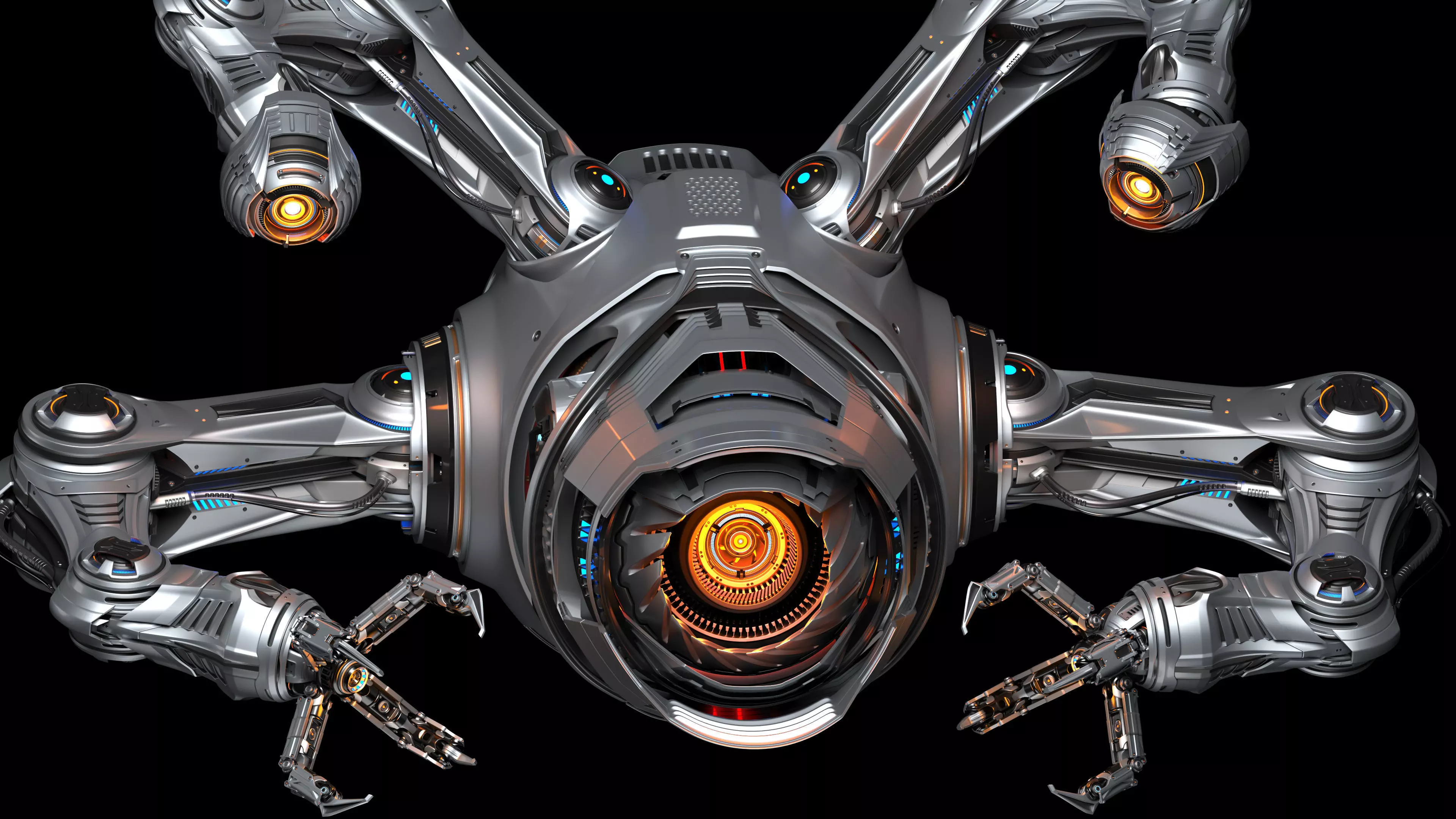 Sci - Fi Drone Advanced 2 - Rigged and Animated 3D model_1