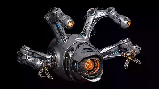 Sci - Fi Drone Advanced 2 - Rigged and Animated 3D model