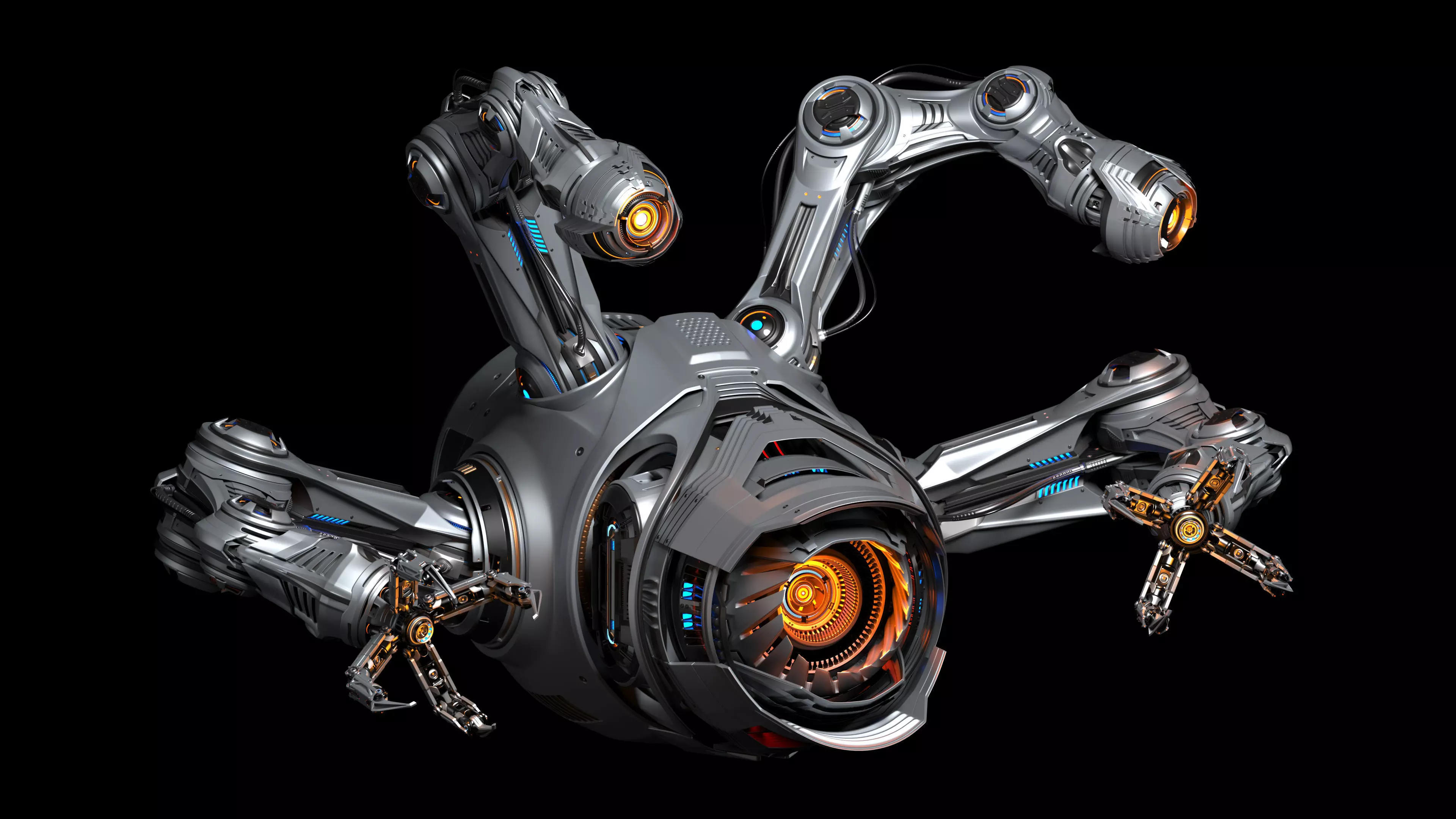 Sci - Fi Drone Advanced 2 - Rigged and Animated 3D model_0