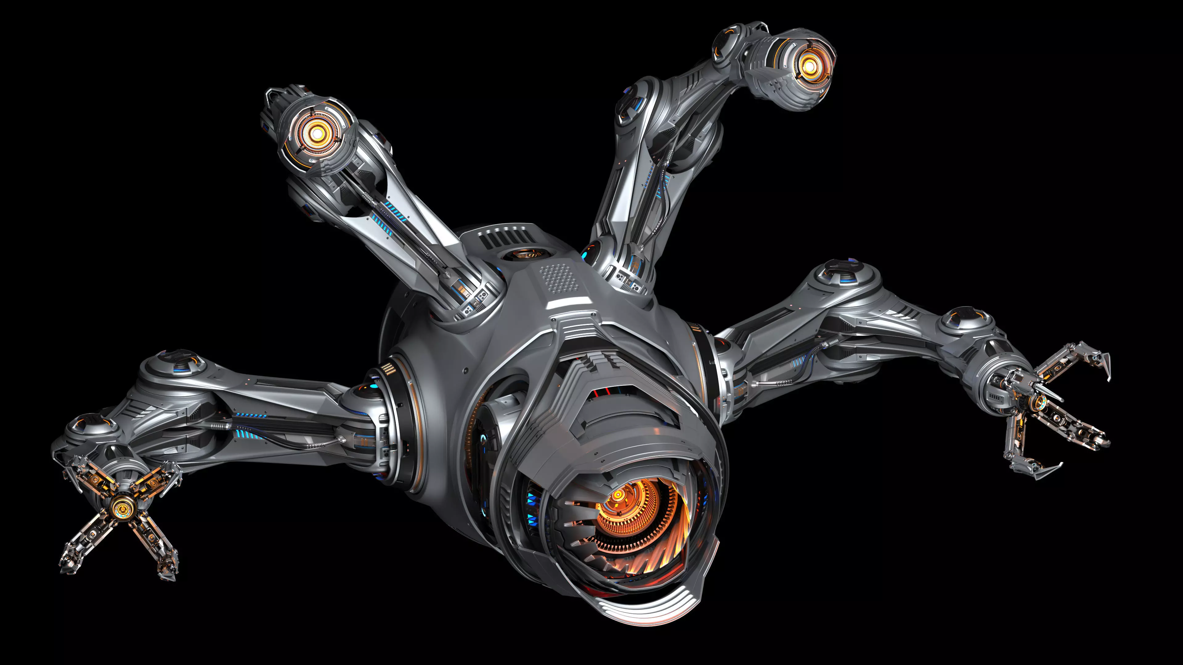 Sci - Fi Drone Advanced 2 - Rigged and Animated 3D model_9