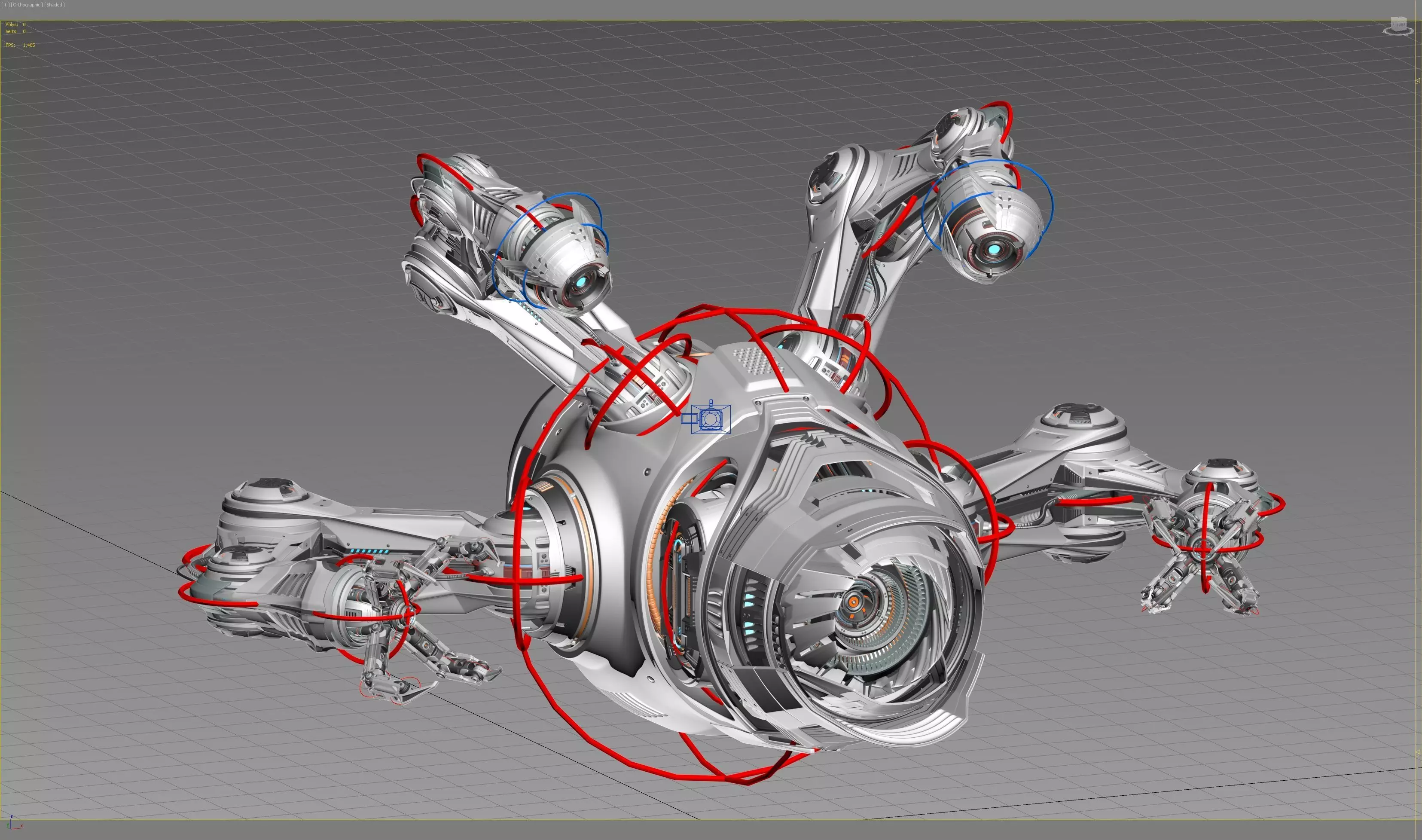 Sci - Fi Drone Advanced 2 - Rigged and Animated 3D model_18