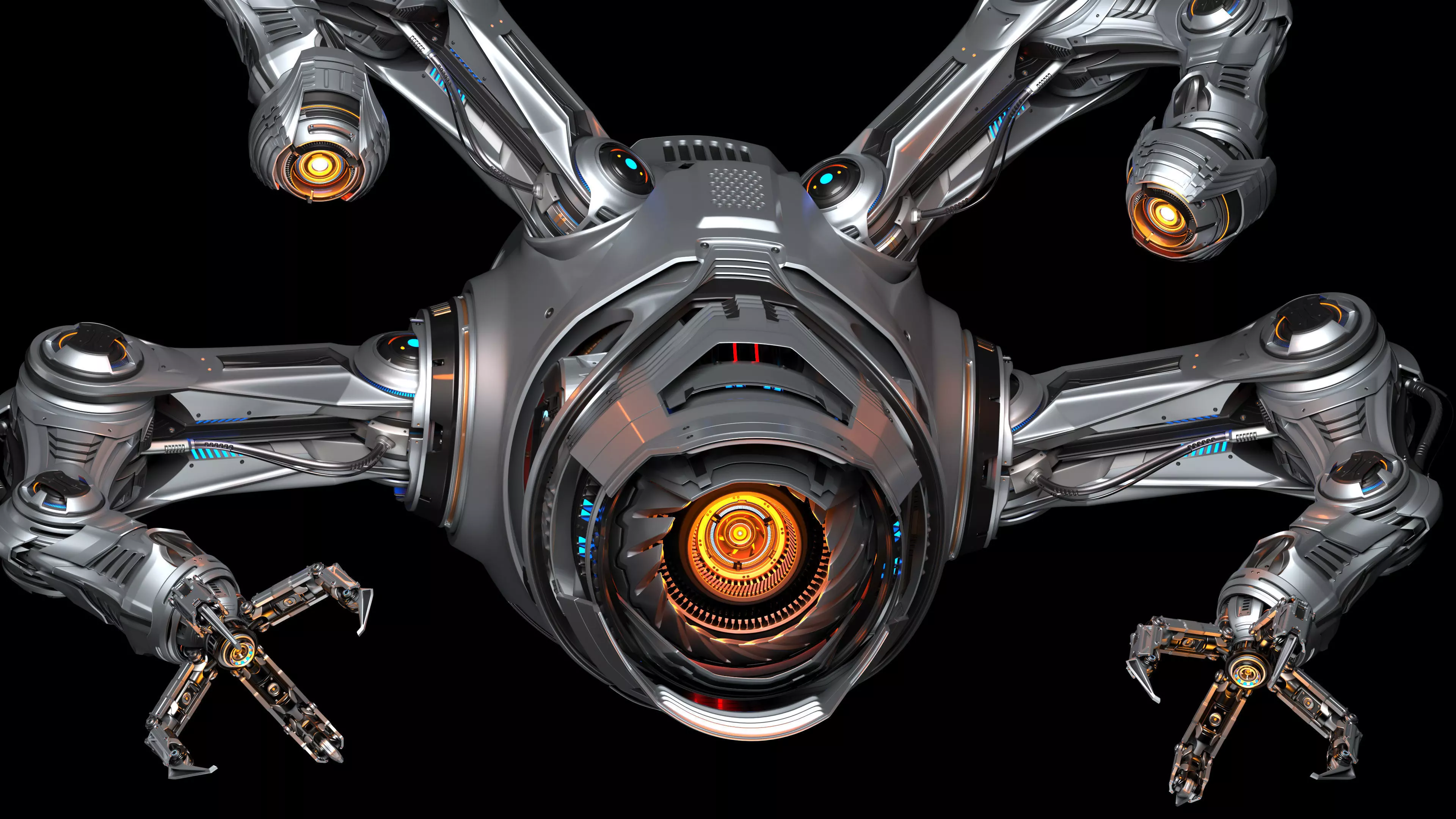 Sci - Fi Drone Advanced 2 - Rigged and Animated 3D model_16