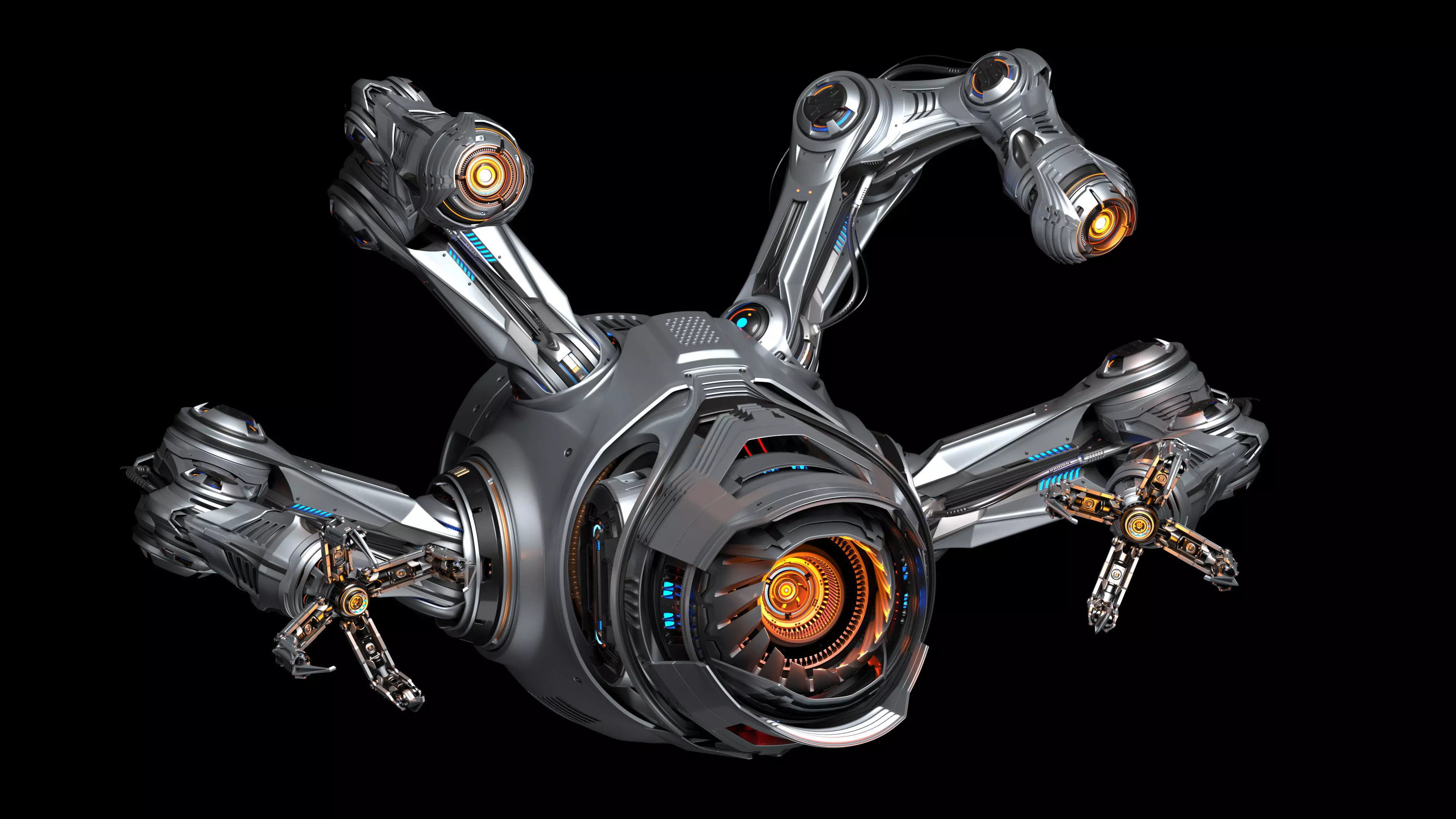 Sci - Fi Drone Advanced 2 - Rigged and Animated 3D model_10