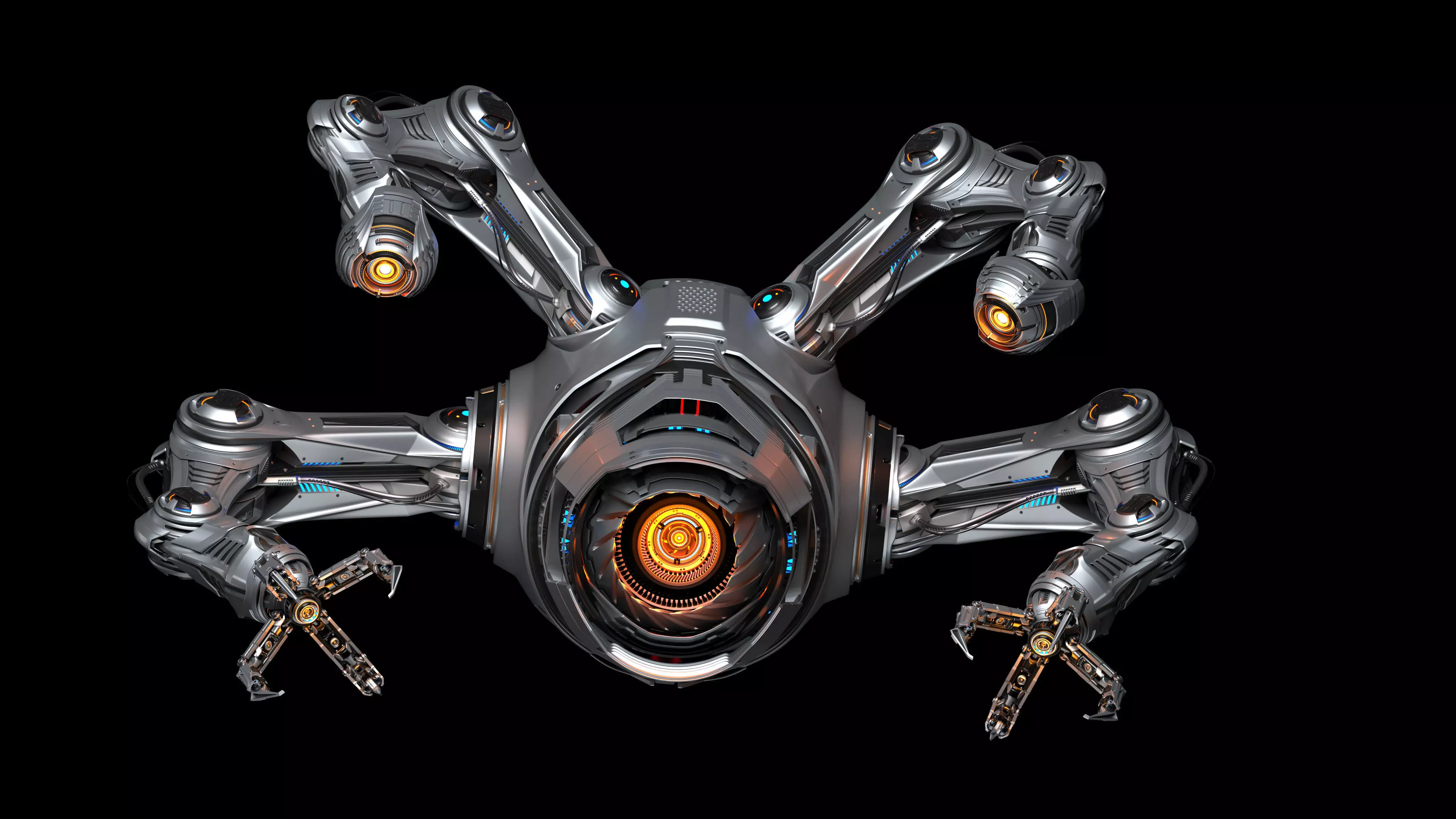Sci - Fi Drone Advanced 2 - Rigged and Animated 3D model_15