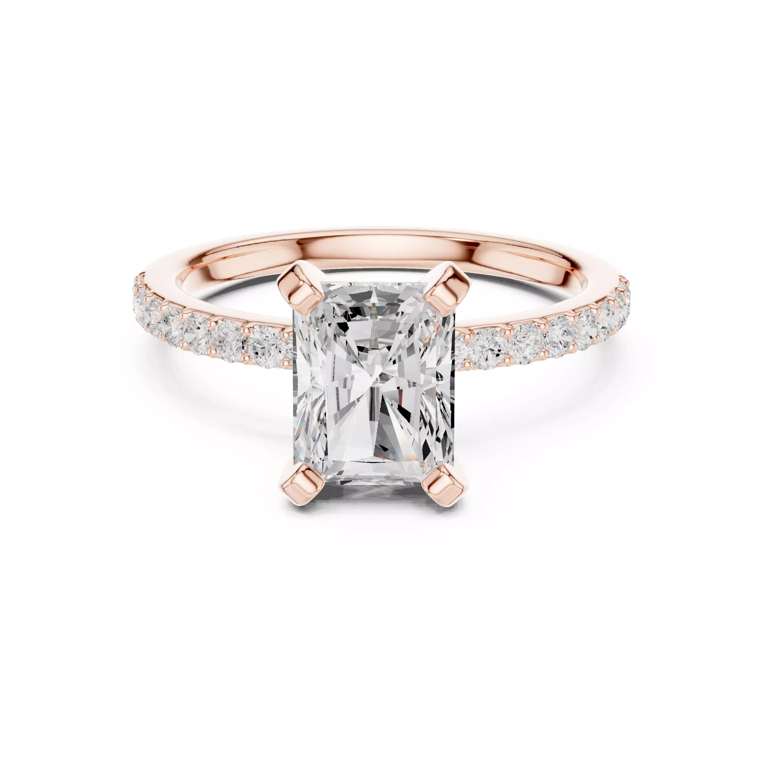 2CT Radiant Cut Diamond Engagement Wedding Ring 3DM STL Video 3D print model_0