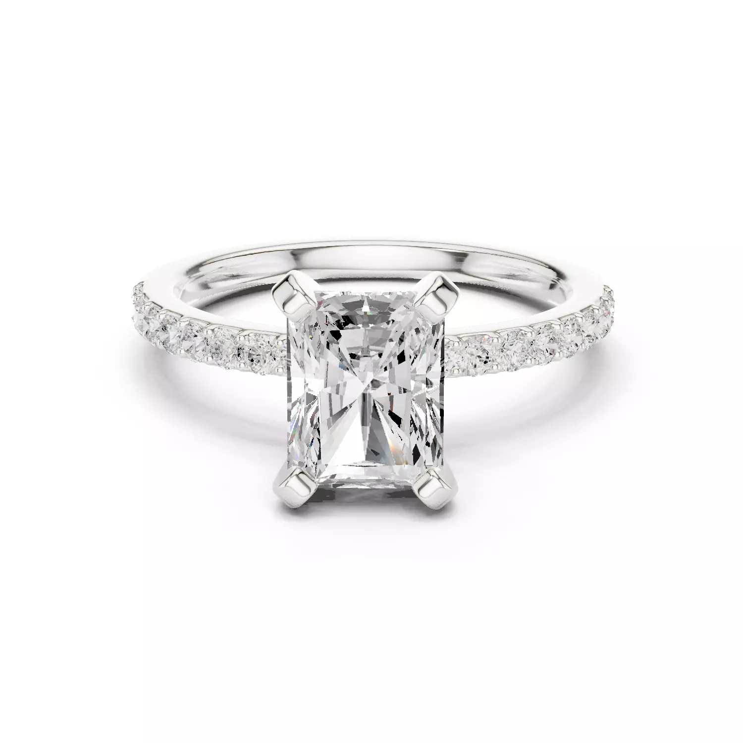 2CT Radiant Cut Diamond Engagement Wedding Ring 3DM STL Video 3D print model_14