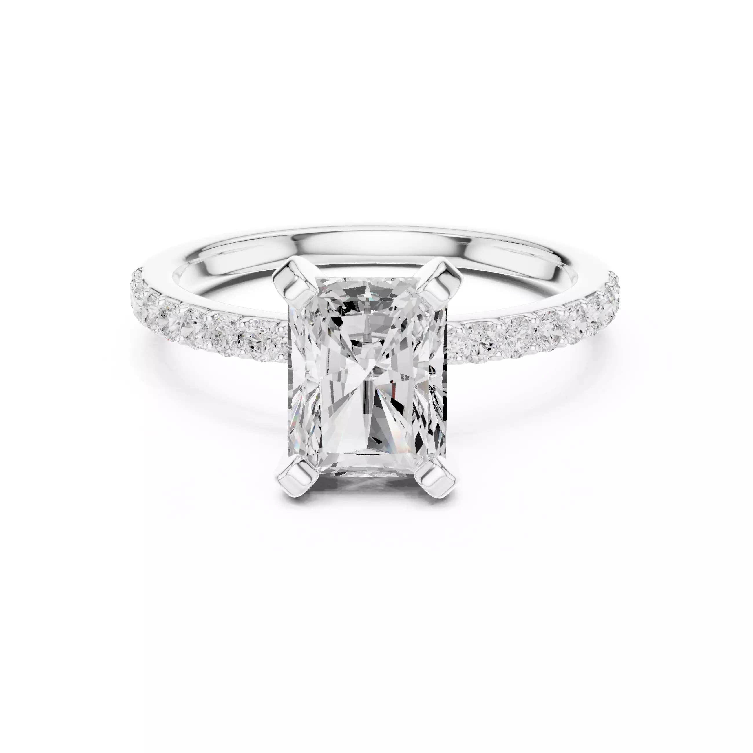 2CT Radiant Cut Diamond Engagement Wedding Ring 3DM STL Video 3D print model_2