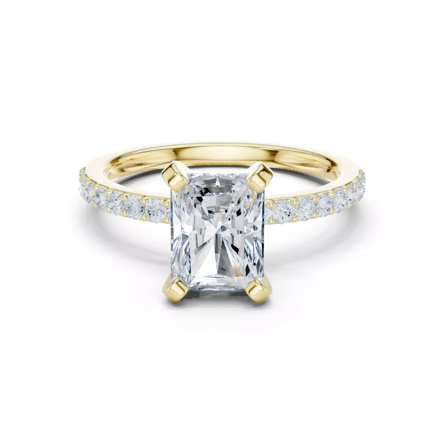 2CT Radiant Cut Diamond Engagement Wedding Ring 3DM STL Video 3D print model_13