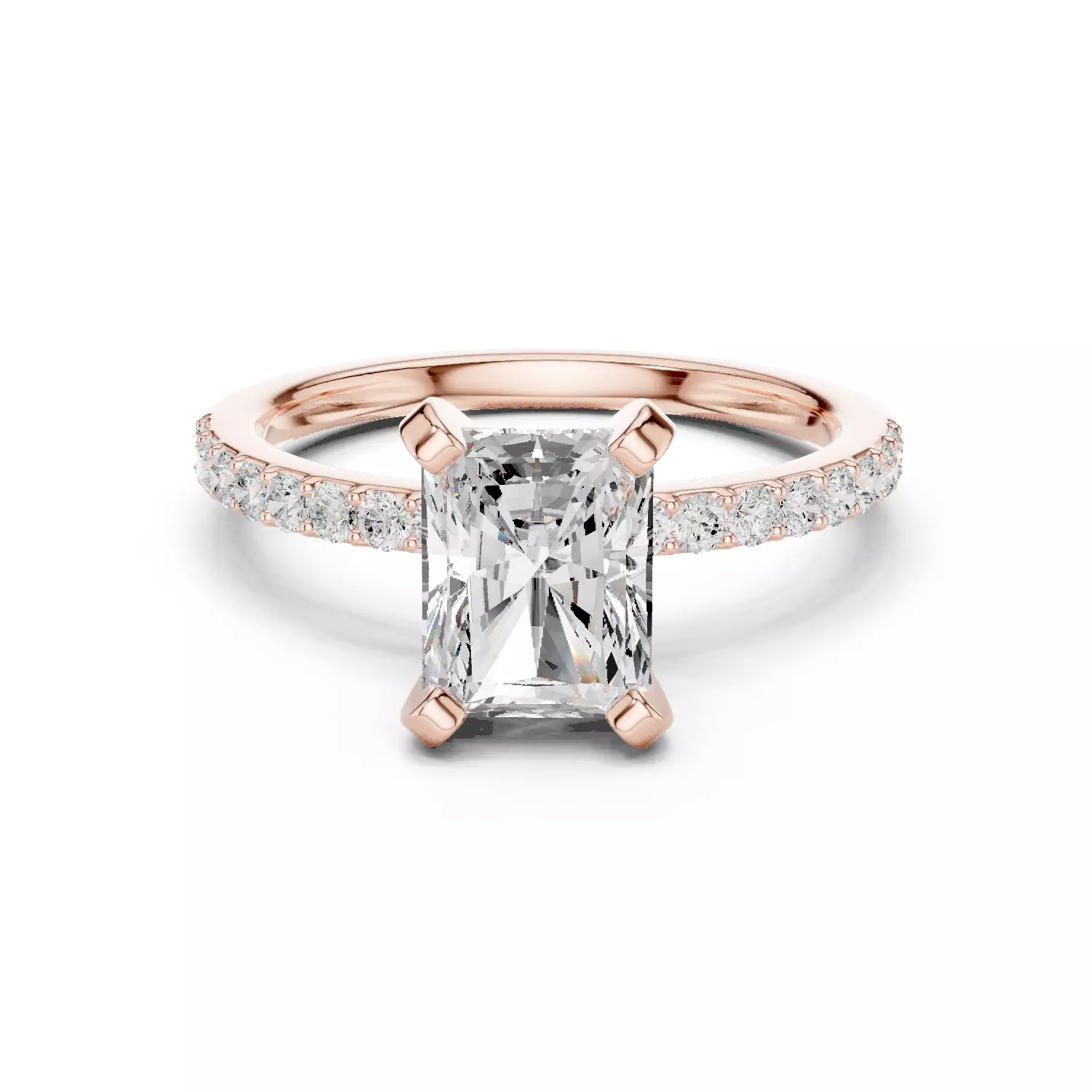 2CT Radiant Cut Diamond Engagement Wedding Ring 3DM STL Video 3D print model_12