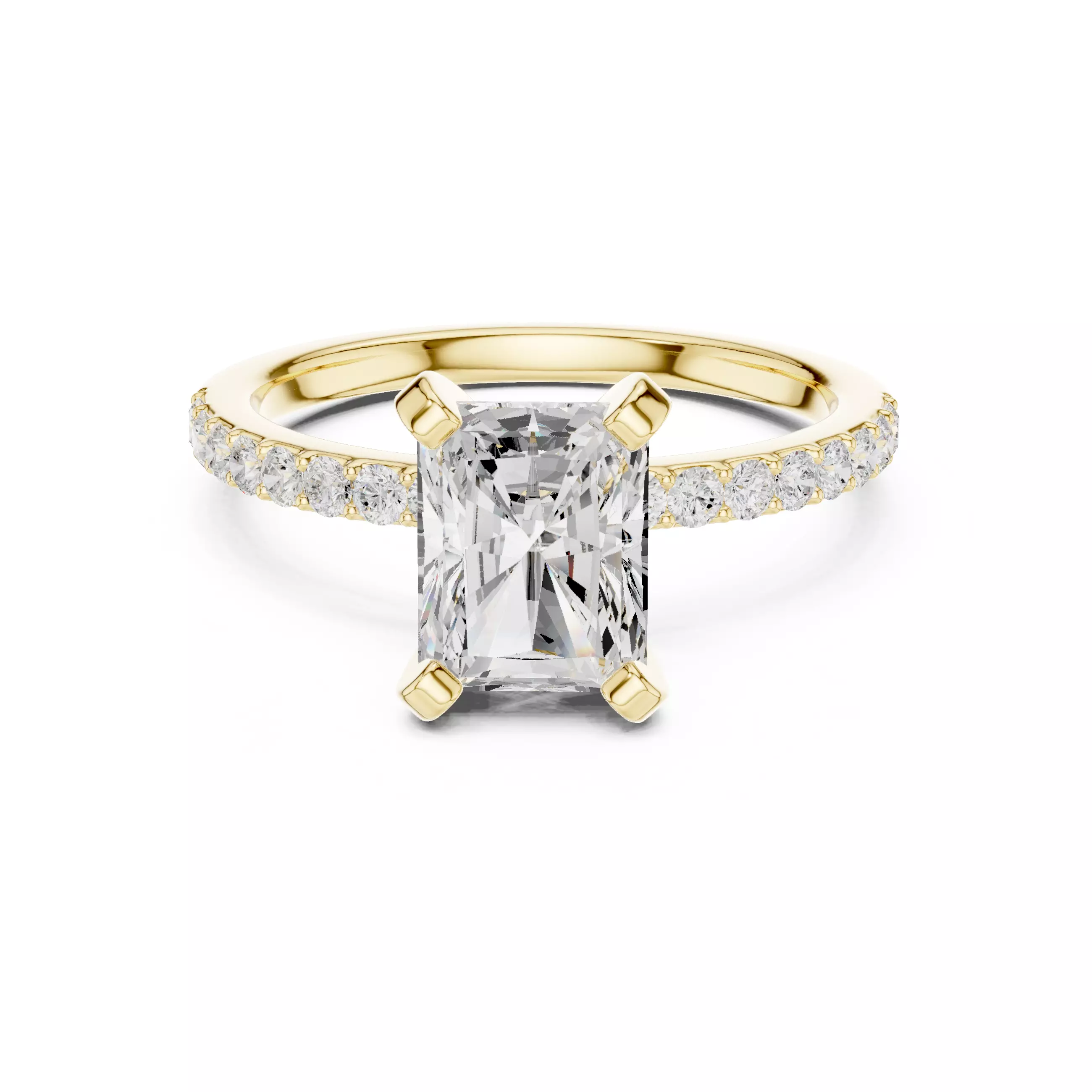 2CT Radiant Cut Diamond Engagement Wedding Ring 3DM STL Video 3D print model_1