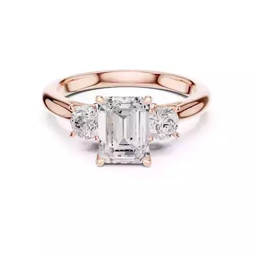 Three Stone Emerald And Round Diamond Ring 3DM STL Video