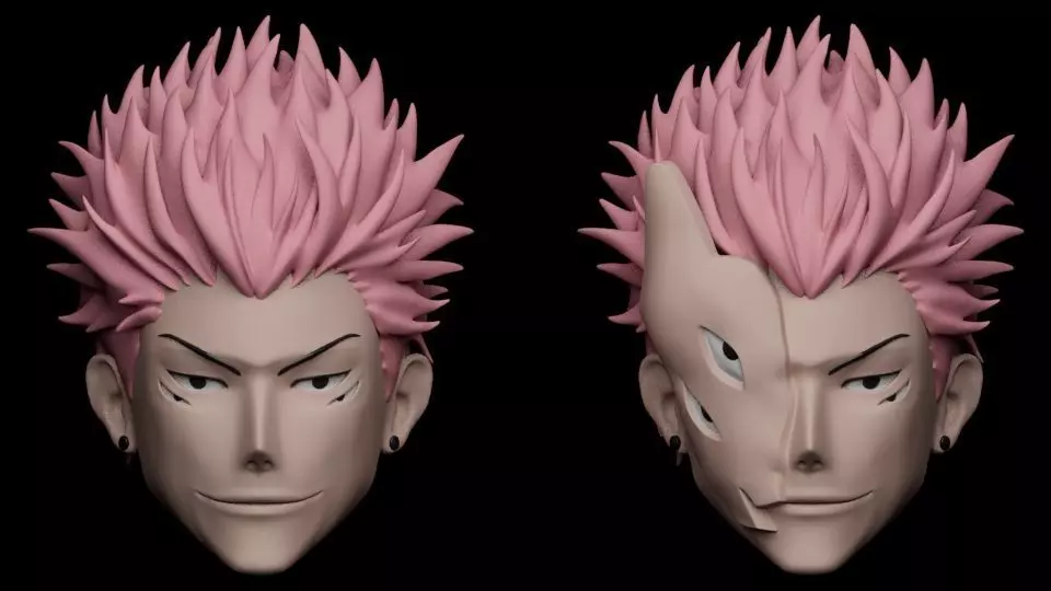 RYOMEN SUKUNA HEAD SCULPT 3D print model_4