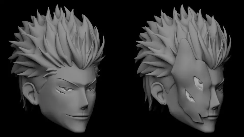 RYOMEN SUKUNA HEAD SCULPT 3D print model_2