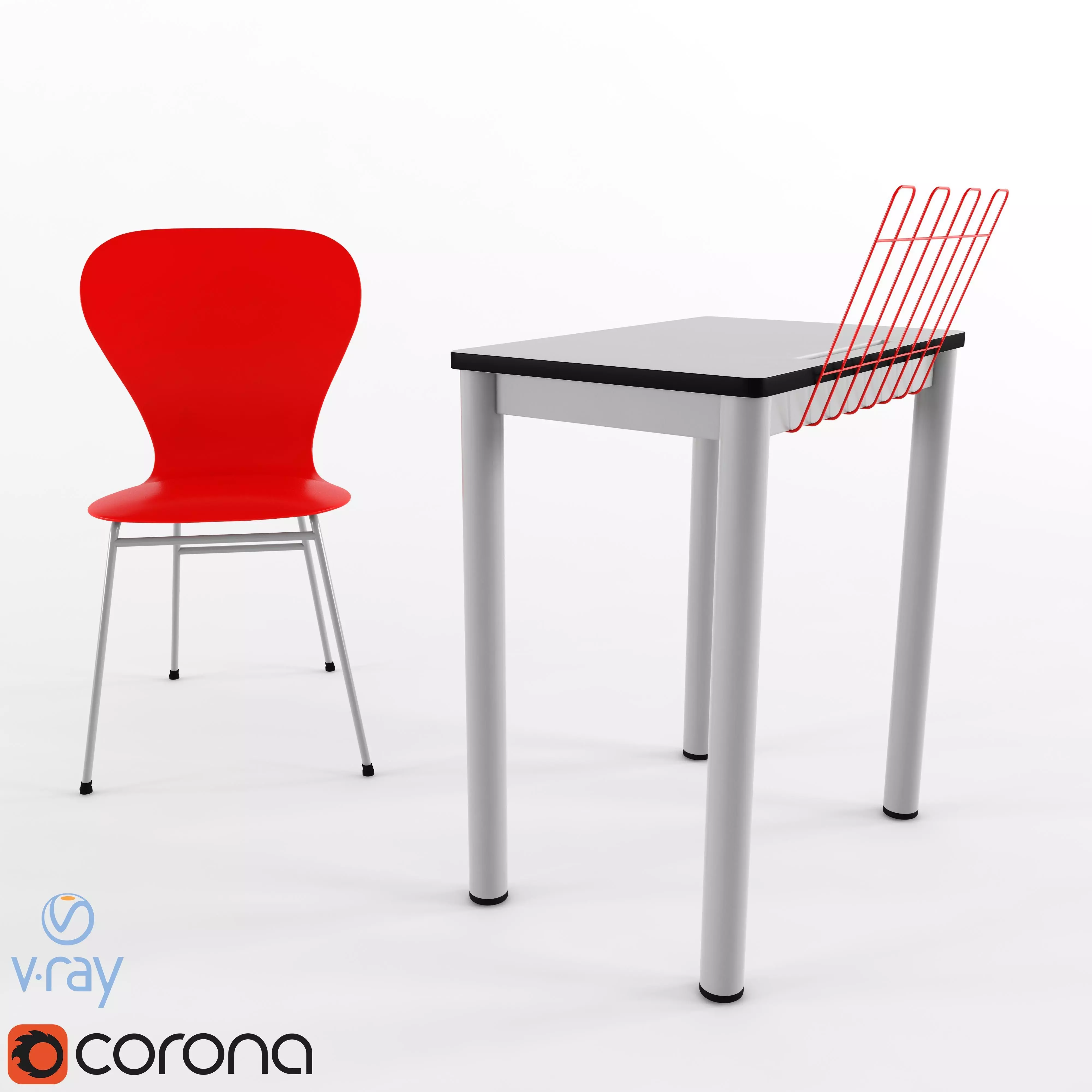 013 Music Classroom Desk 3D model_1