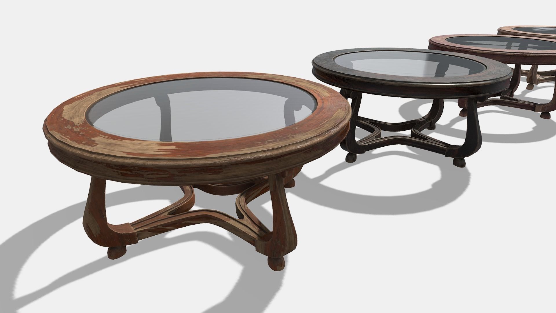 Round Glass Table Low-poly 3D model_2