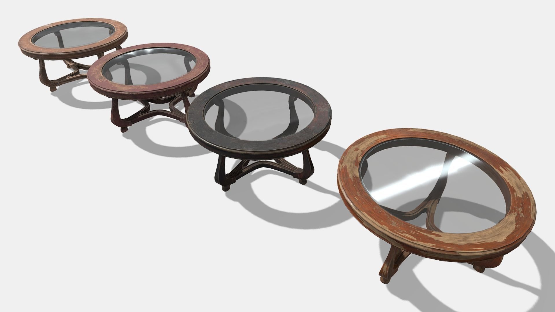 Round Glass Table Low-poly 3D model_3