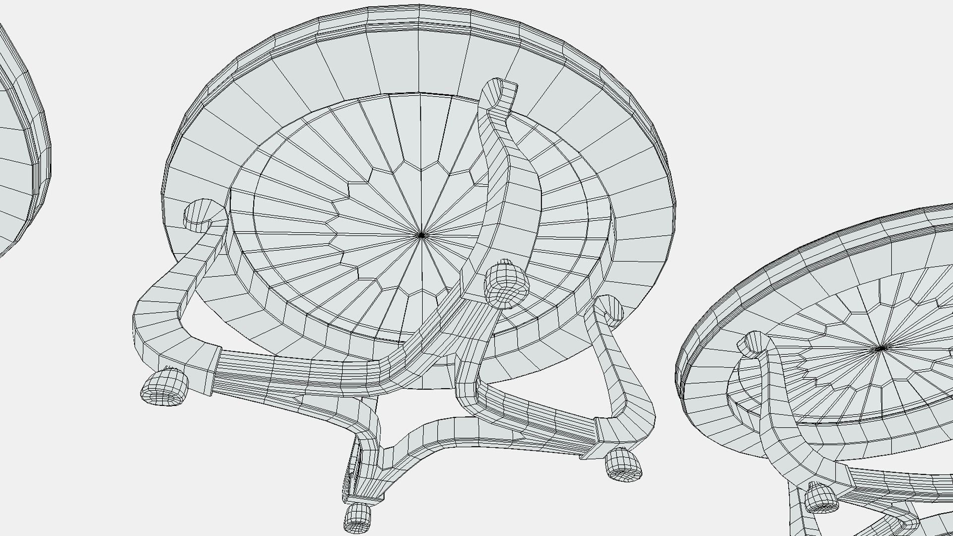 Round Glass Table Low-poly 3D model_7