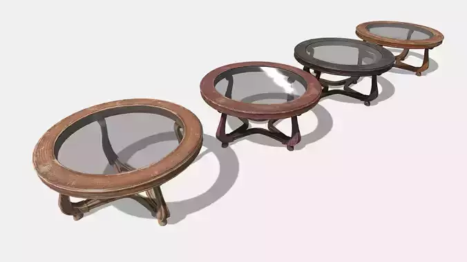 Round Glass Table Low-poly 3D model
