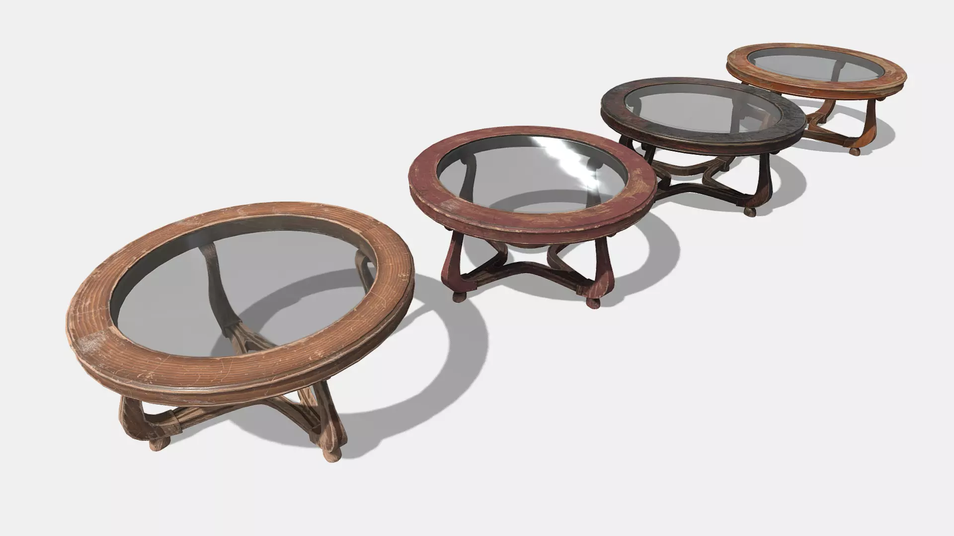 Round Glass Table Low-poly 3D model_0