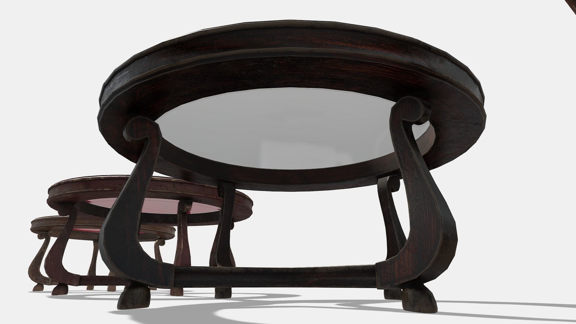Round Glass Table Low-poly 3D model_4