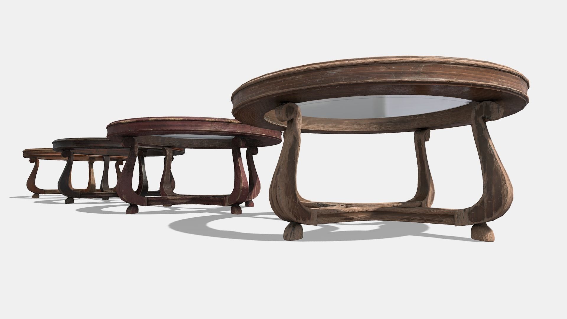 Round Glass Table Low-poly 3D model_1