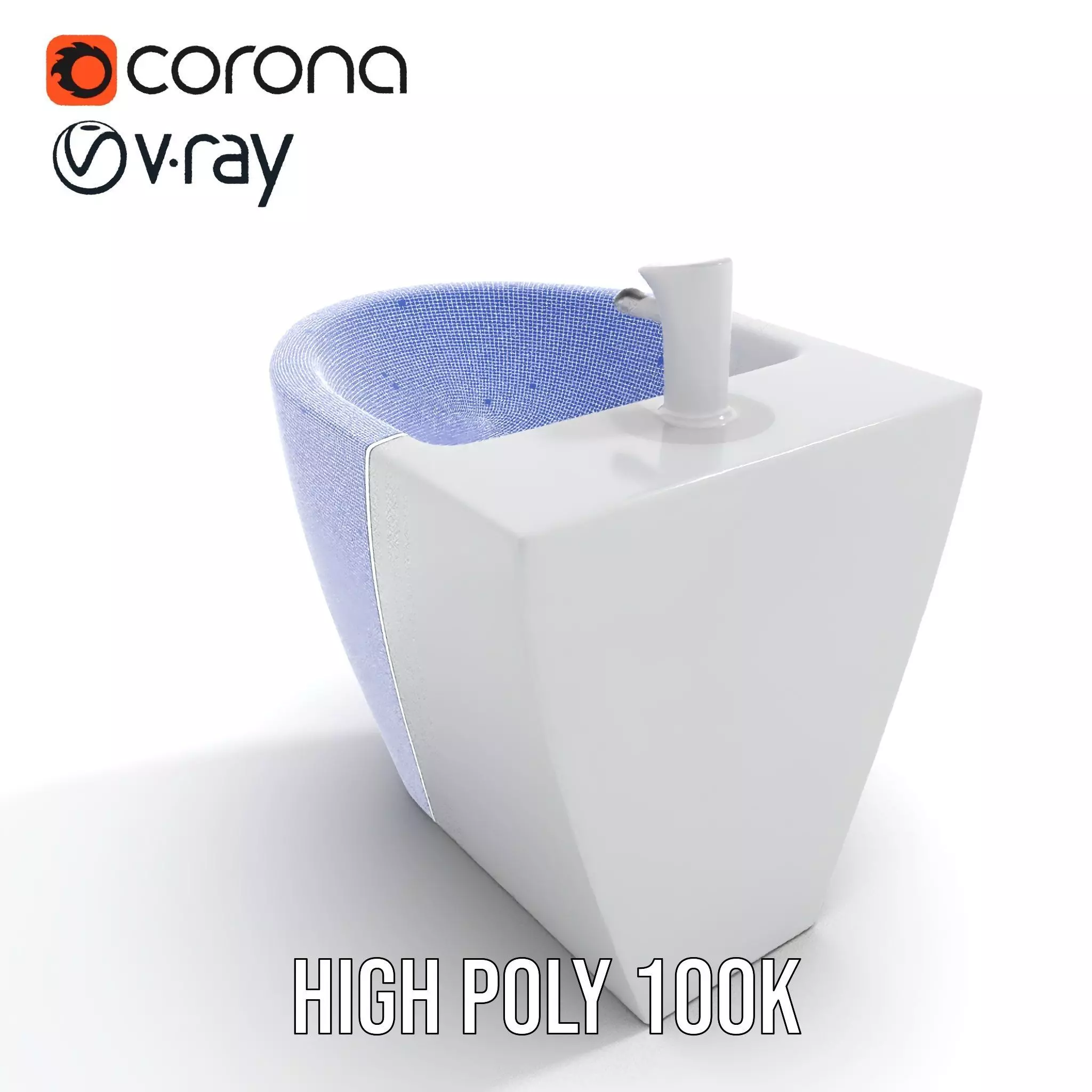Elegant White Pedestal Sink model pack Low-poly 3D model_33