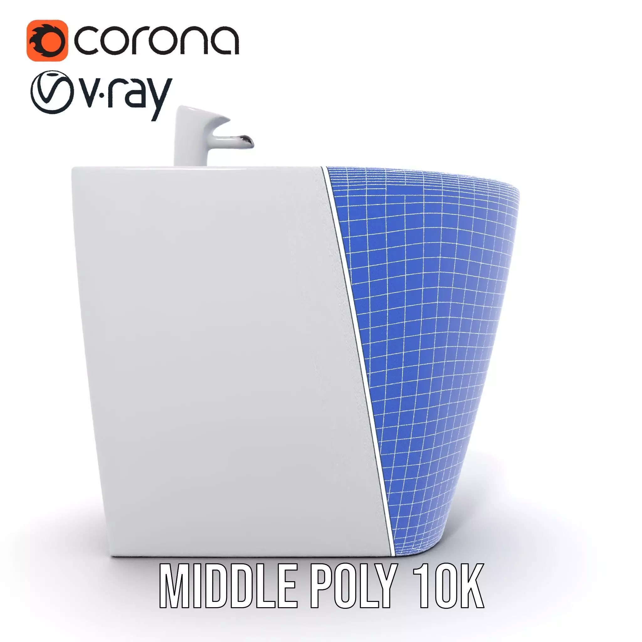 Elegant White Pedestal Sink model pack Low-poly 3D model_31