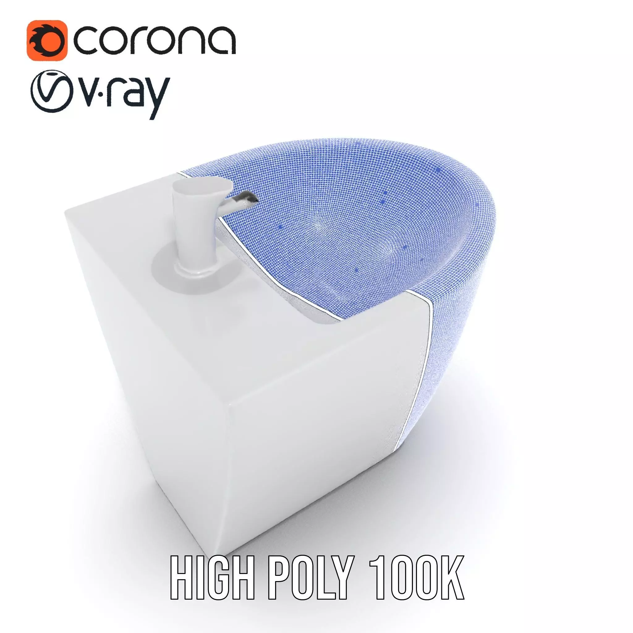 Elegant White Pedestal Sink model pack Low-poly 3D model_34