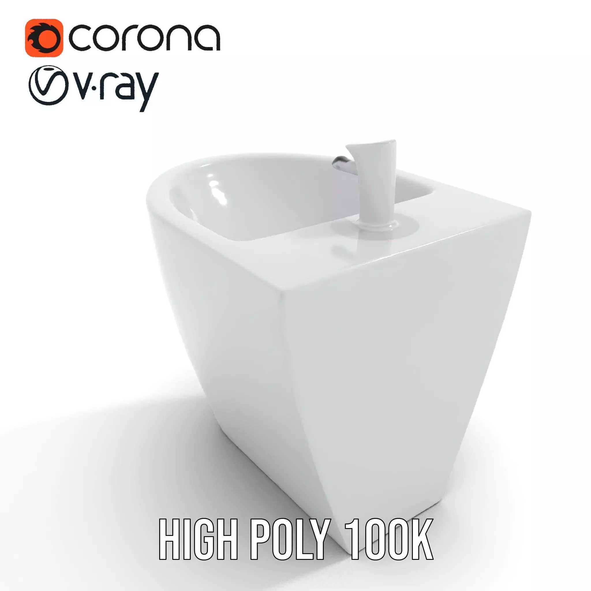 Elegant White Pedestal Sink model pack Low-poly 3D model_27