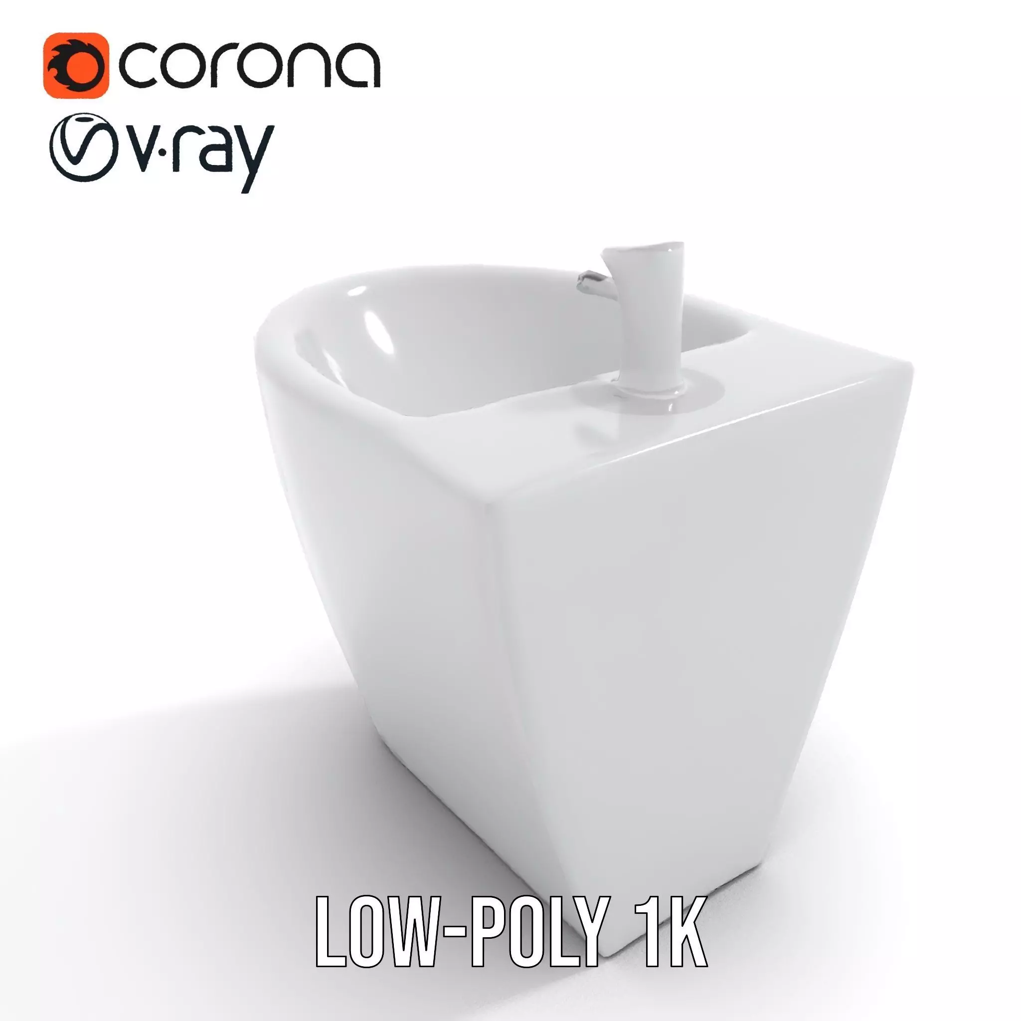 Elegant White Pedestal Sink model pack Low-poly 3D model_13