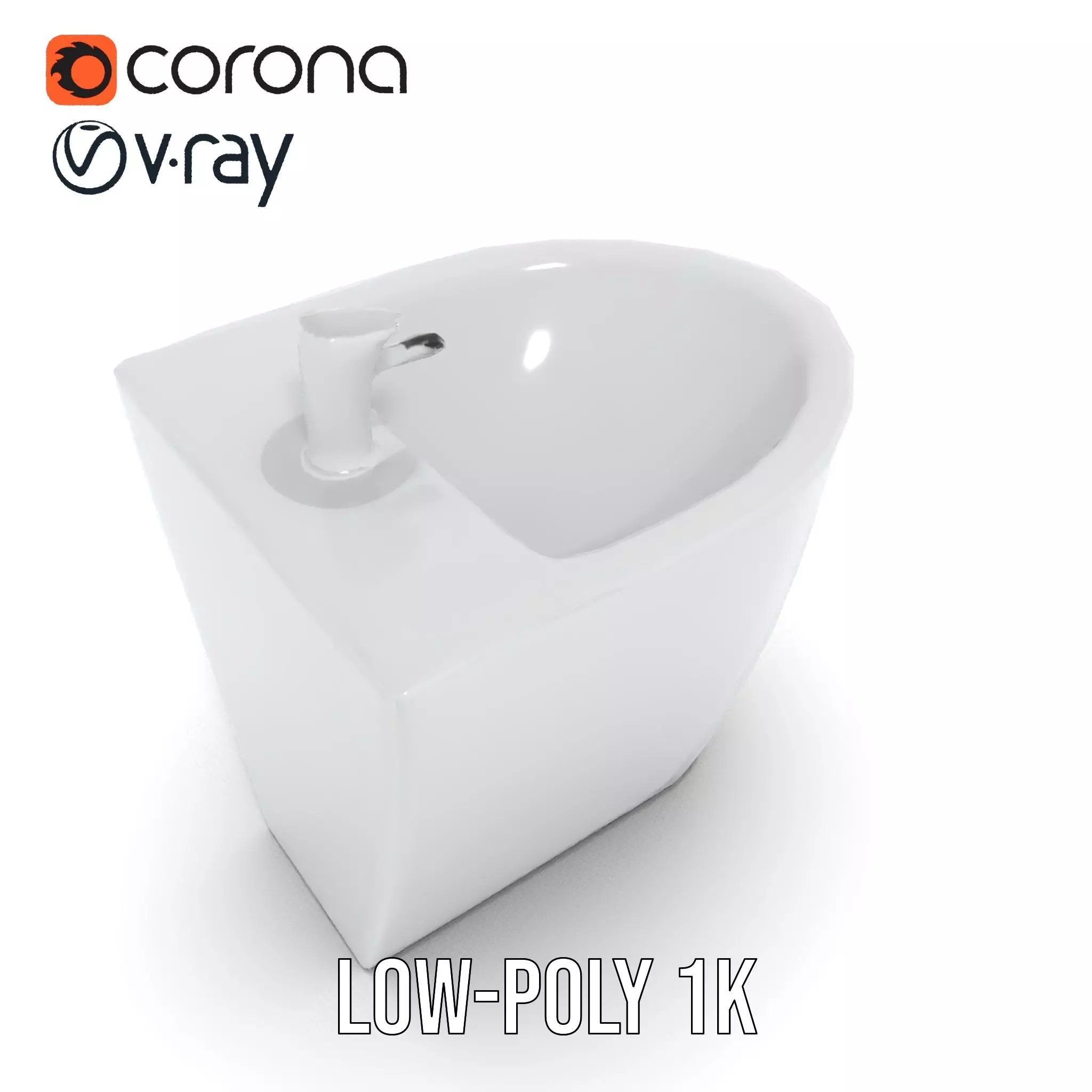 Elegant White Pedestal Sink model pack Low-poly 3D model_8