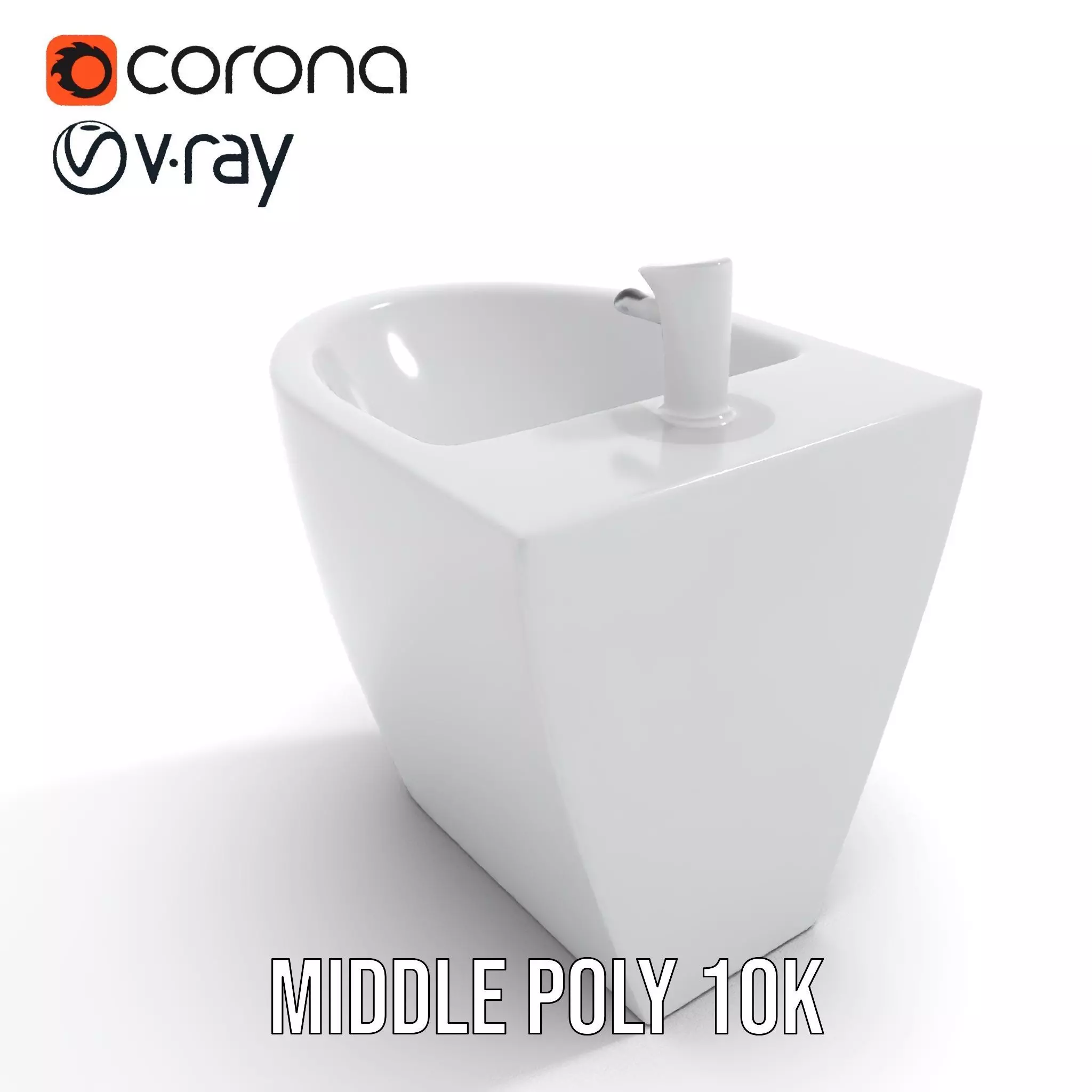 Elegant White Pedestal Sink model pack Low-poly 3D model_6