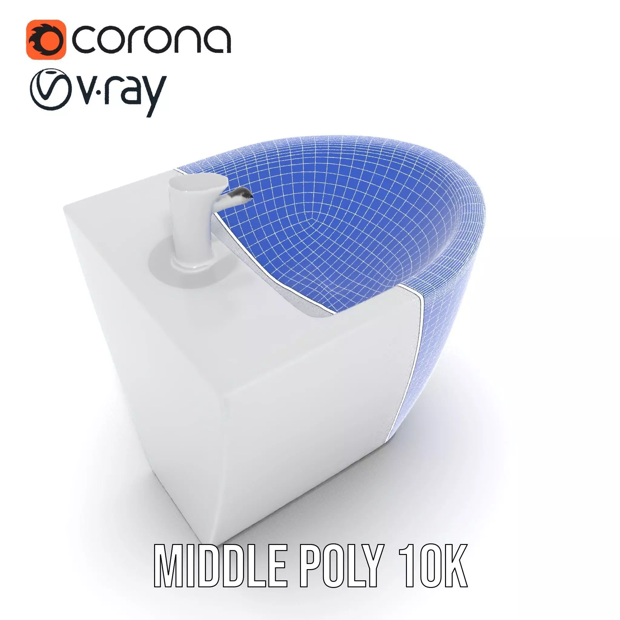 Elegant White Pedestal Sink model pack Low-poly 3D model_12