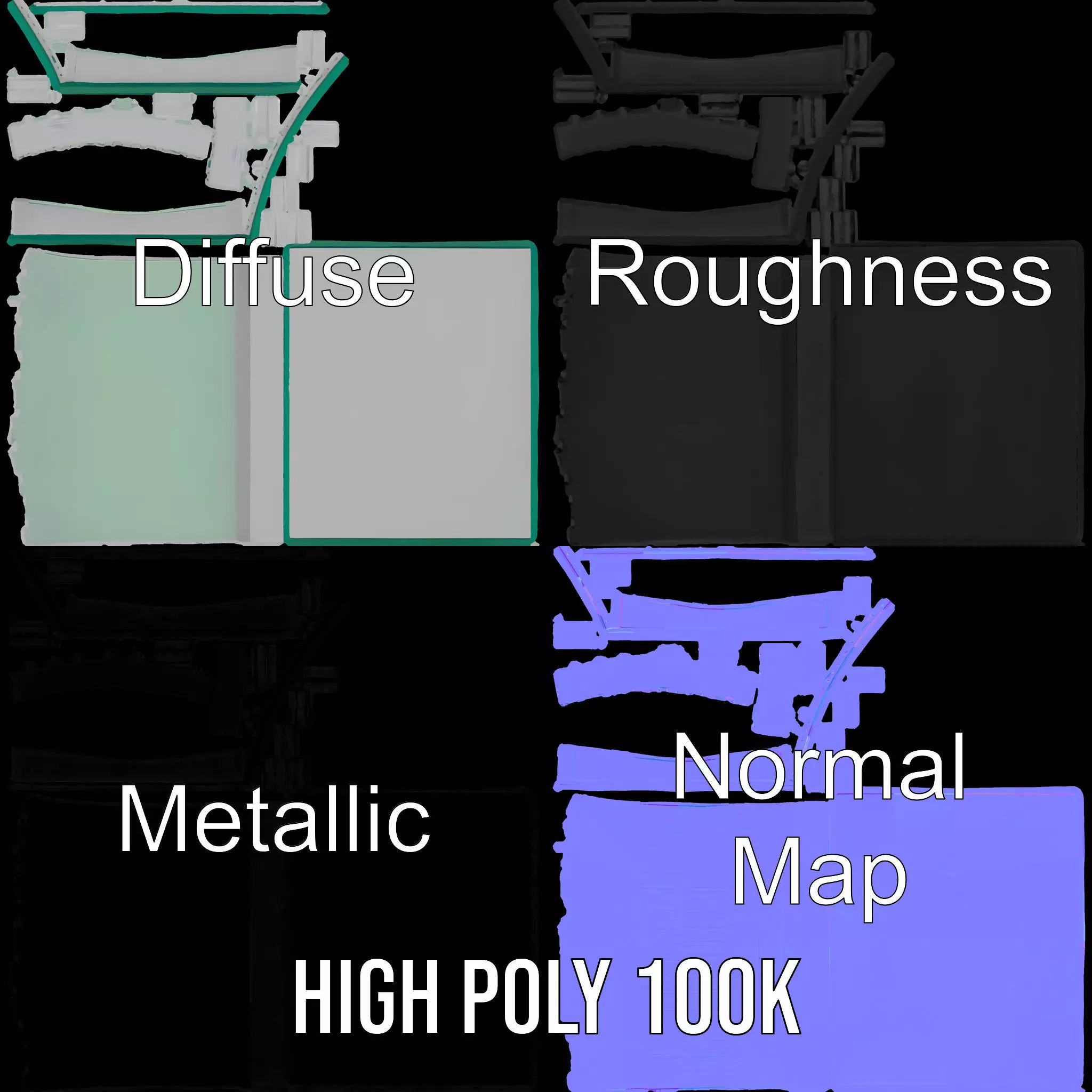 Modern Whiteboard Glossy model pack Low-poly 3D model_4