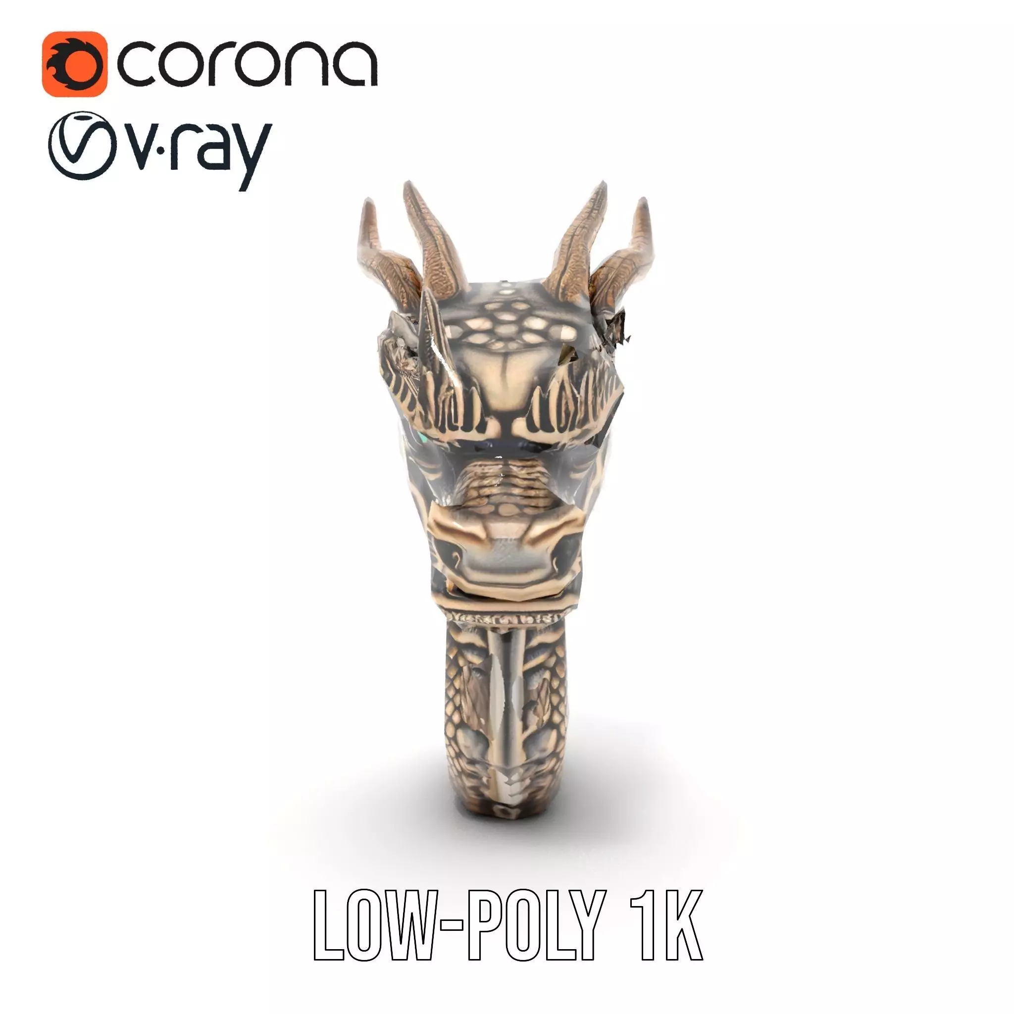 Golden Dragon Sculpture model pack Low-poly 3D model_23