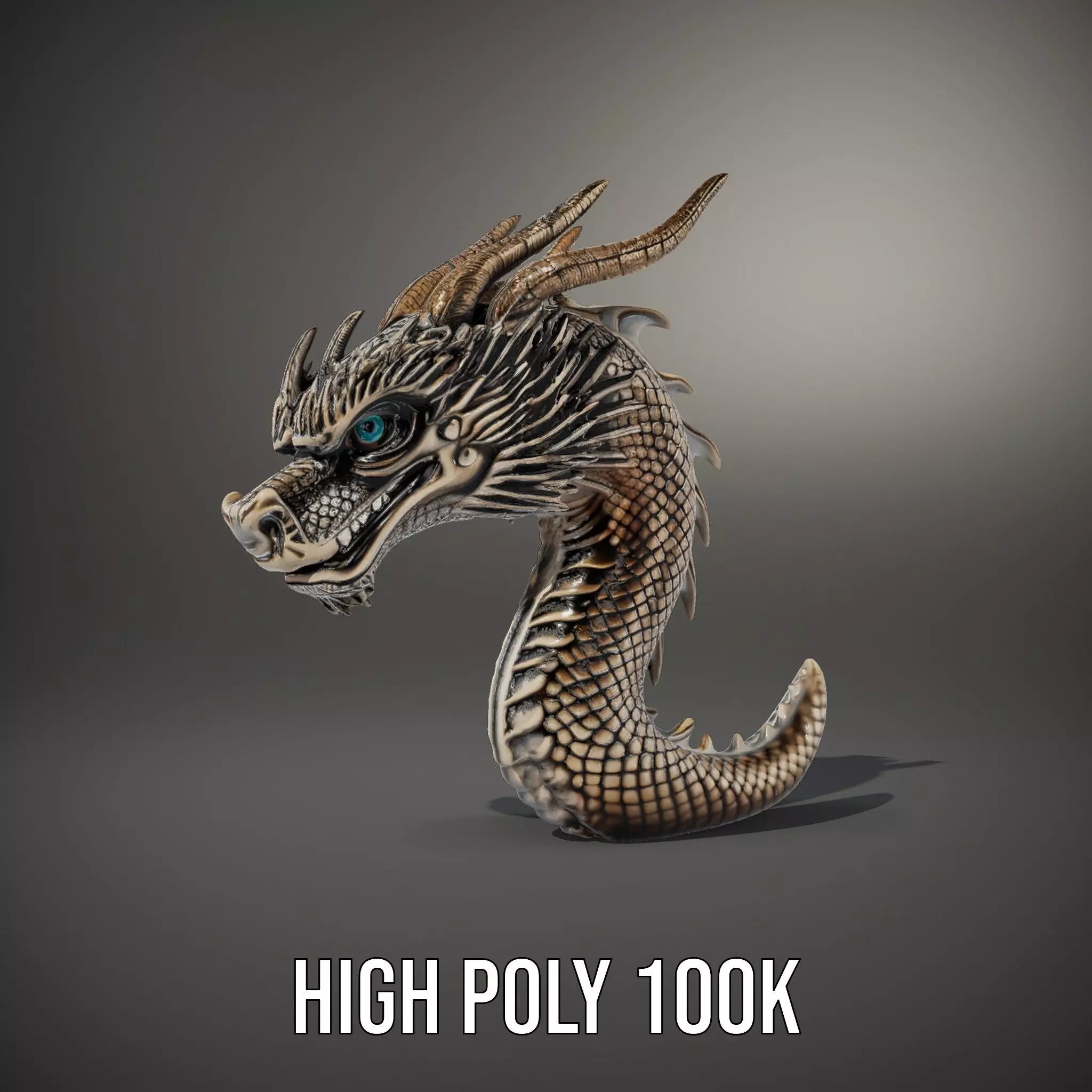 Golden Dragon Sculpture model pack Low-poly 3D model_9
