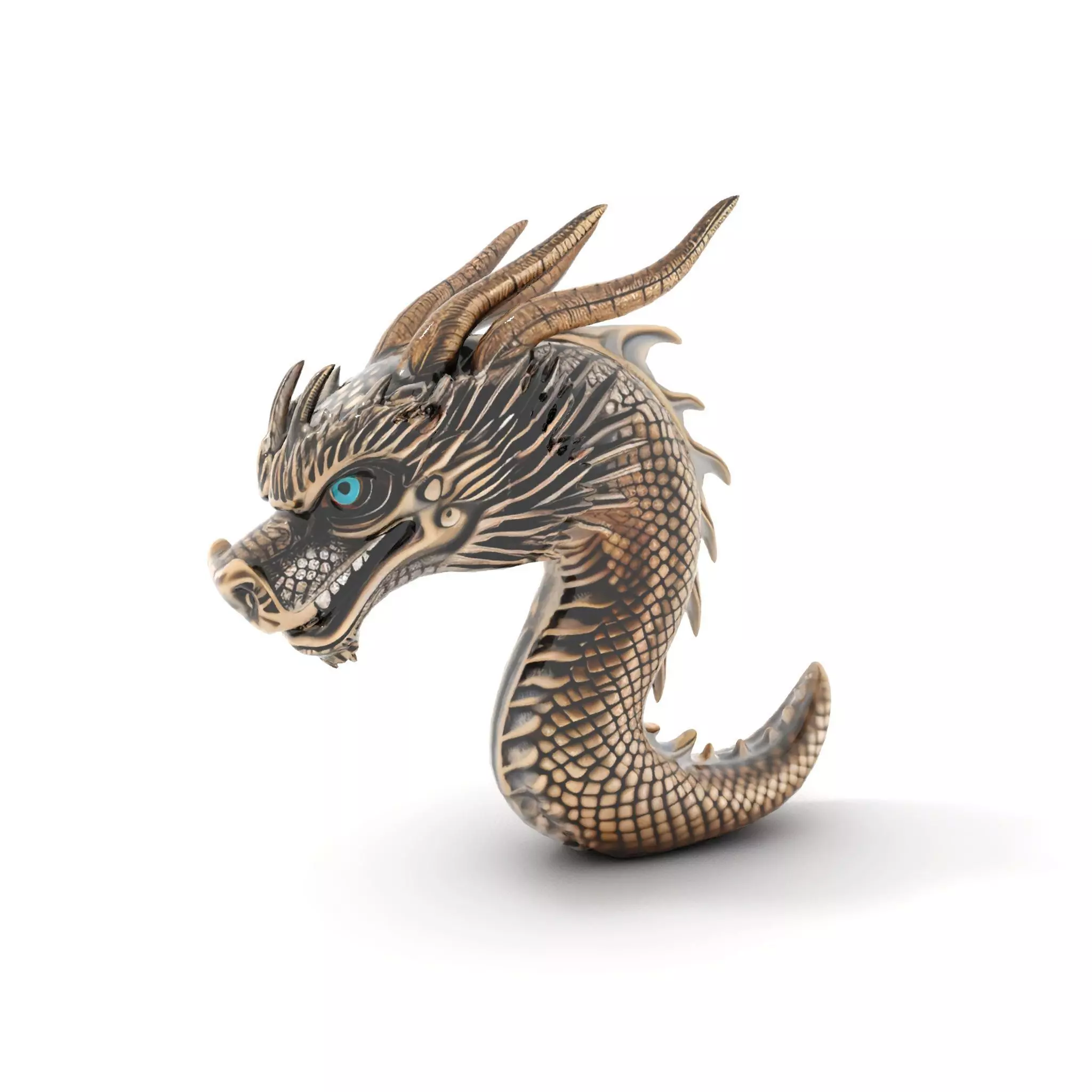 Golden Dragon Sculpture model pack Low-poly 3D model_7